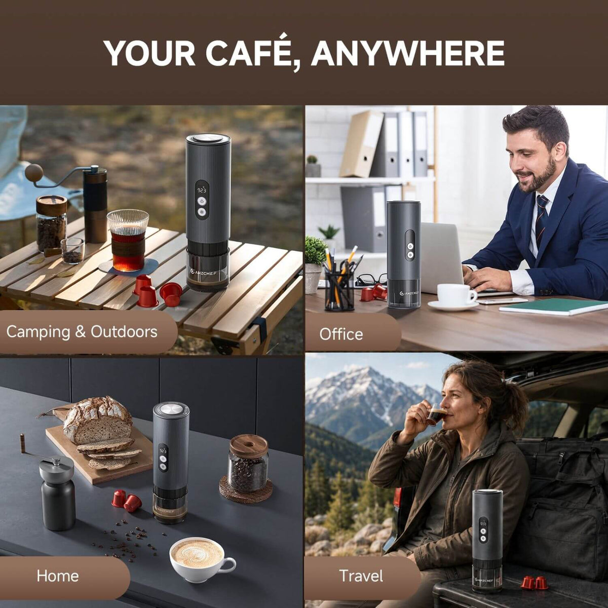 AMZCHEF Battery Powered Espresso Maker