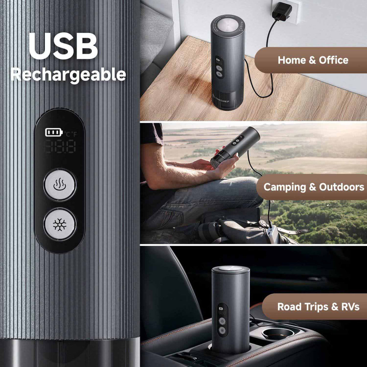 AMZCHEF Cordless Coffee Maker for Hiking