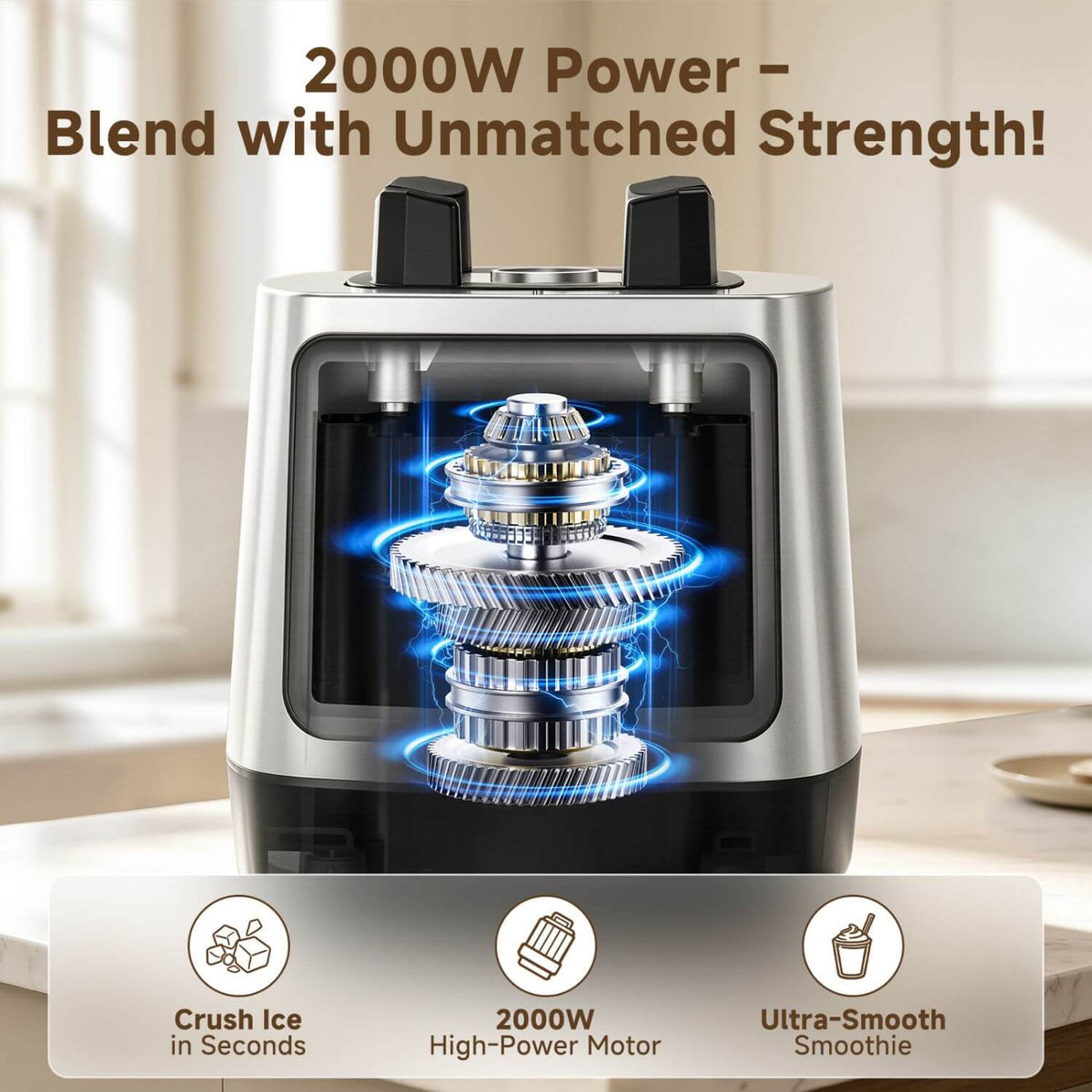 AMZCHEF Smoothie Blender 6 Titanium Blades 68oz Self Cleaning