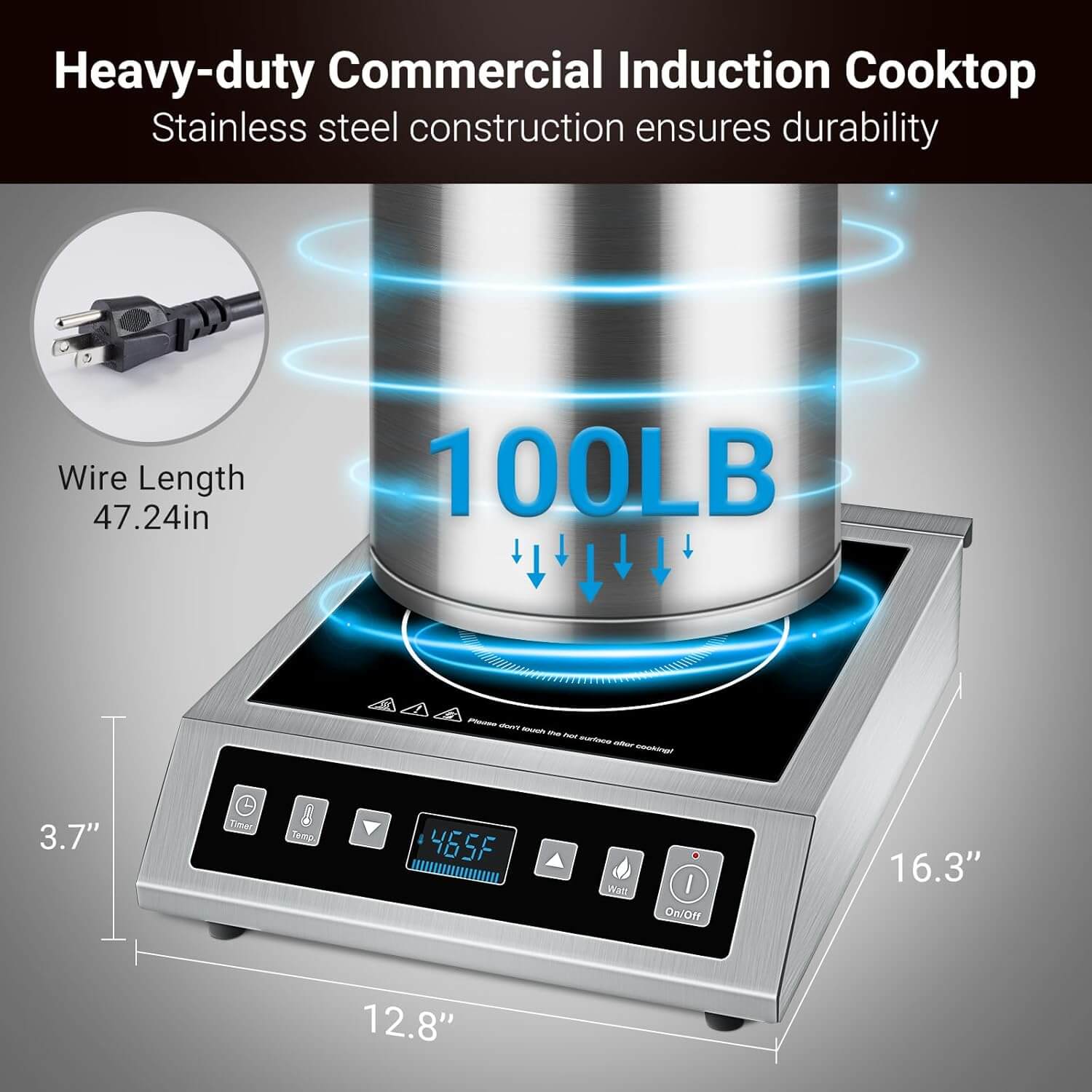 AMZCHEF Portable Induction Cooktop 1800W Countertop Commercial