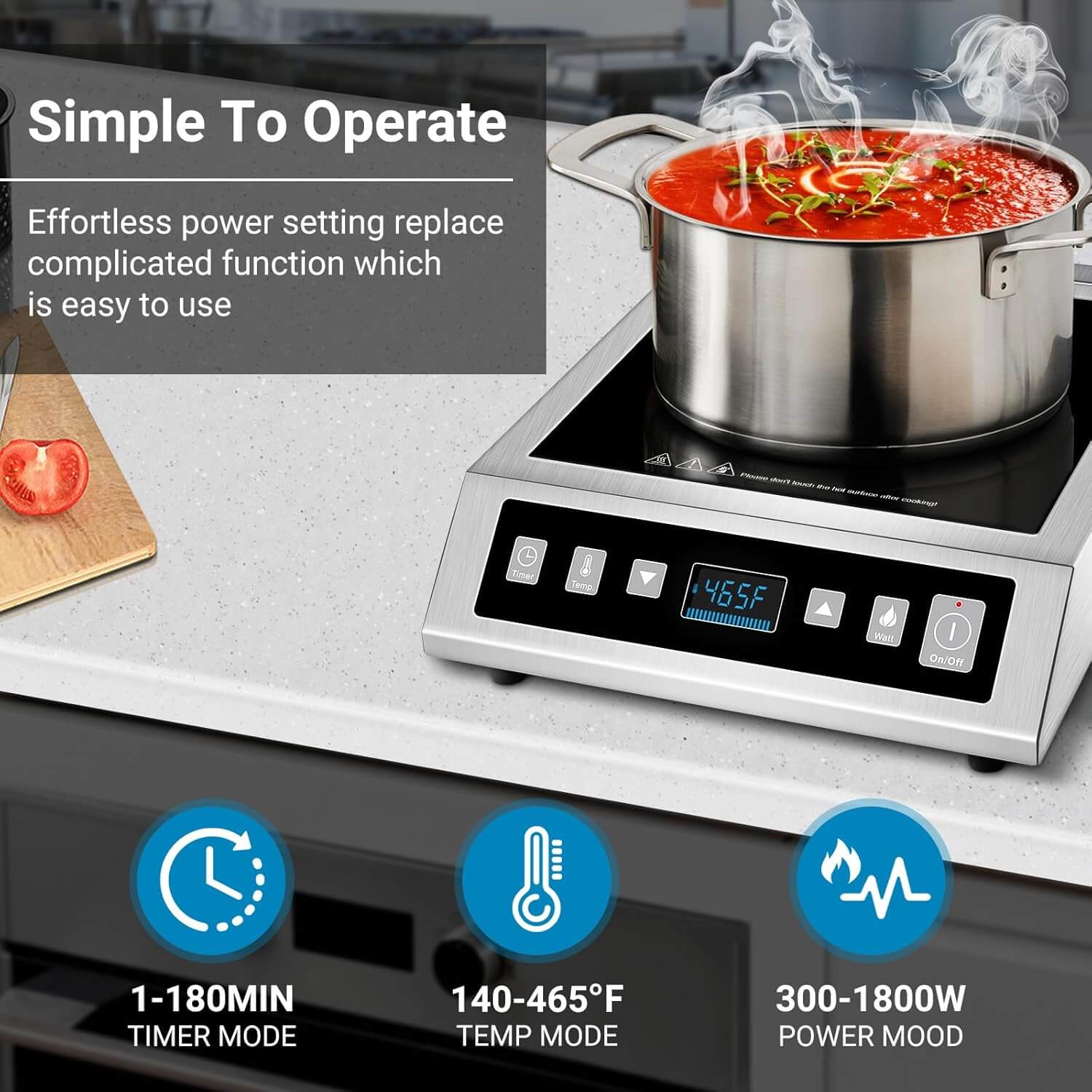 AMZCHEF Portable Induction Cooktop 1800W Countertop Commercial