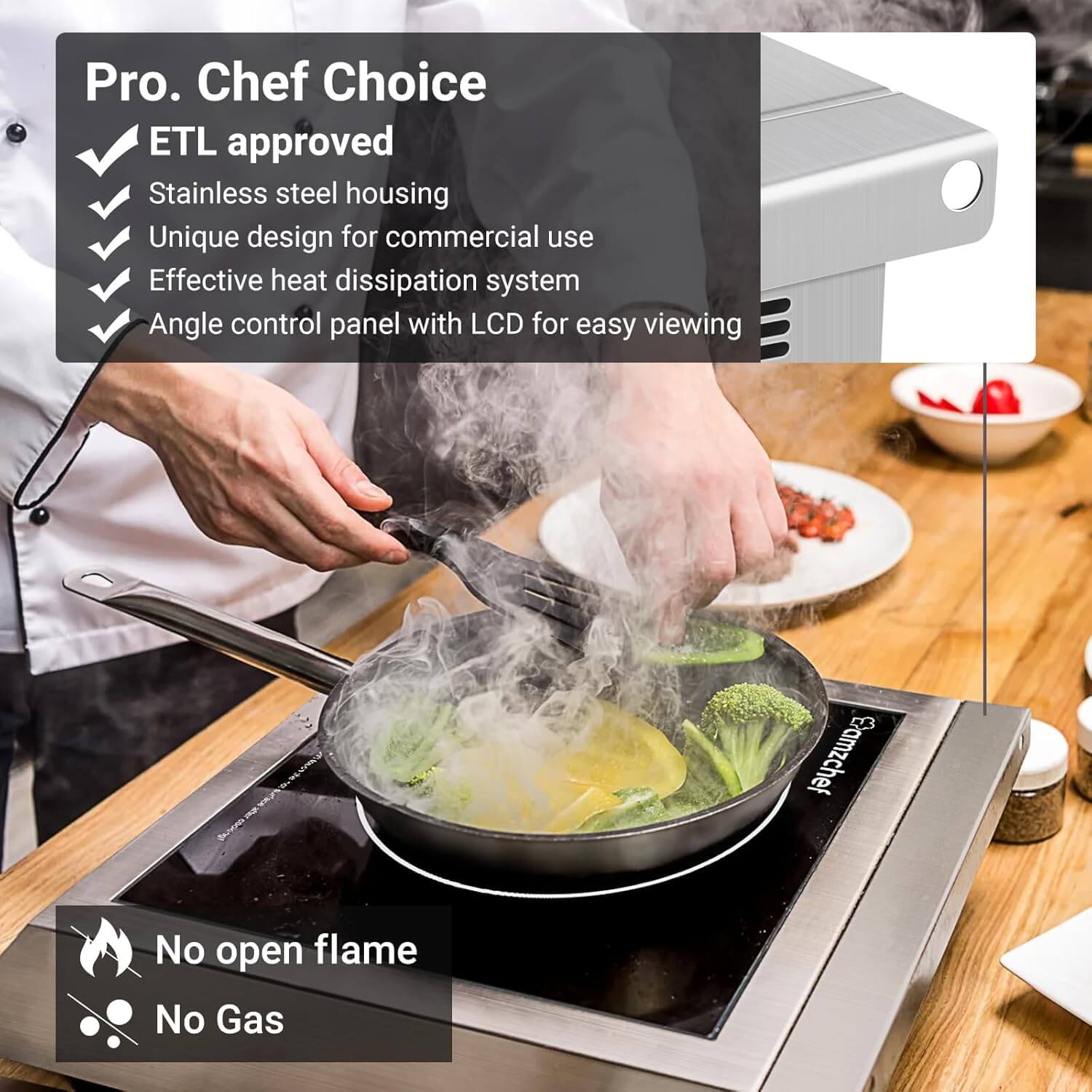 AMZCHEF Portable Induction Cooktop 1800W Countertop Commercial