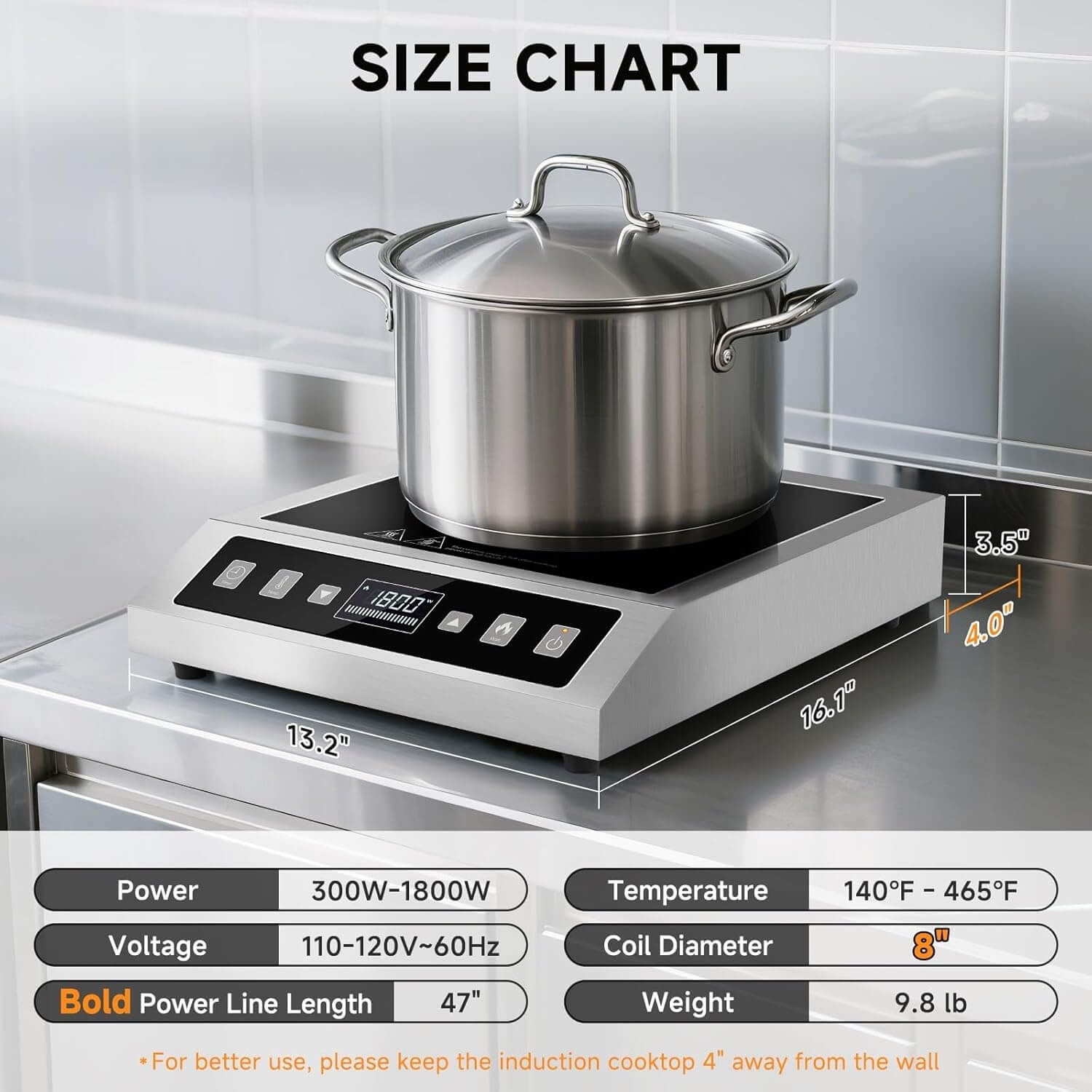 AMZCHEF 1800W Portable Commercial Induction Cooktop | Single Burner