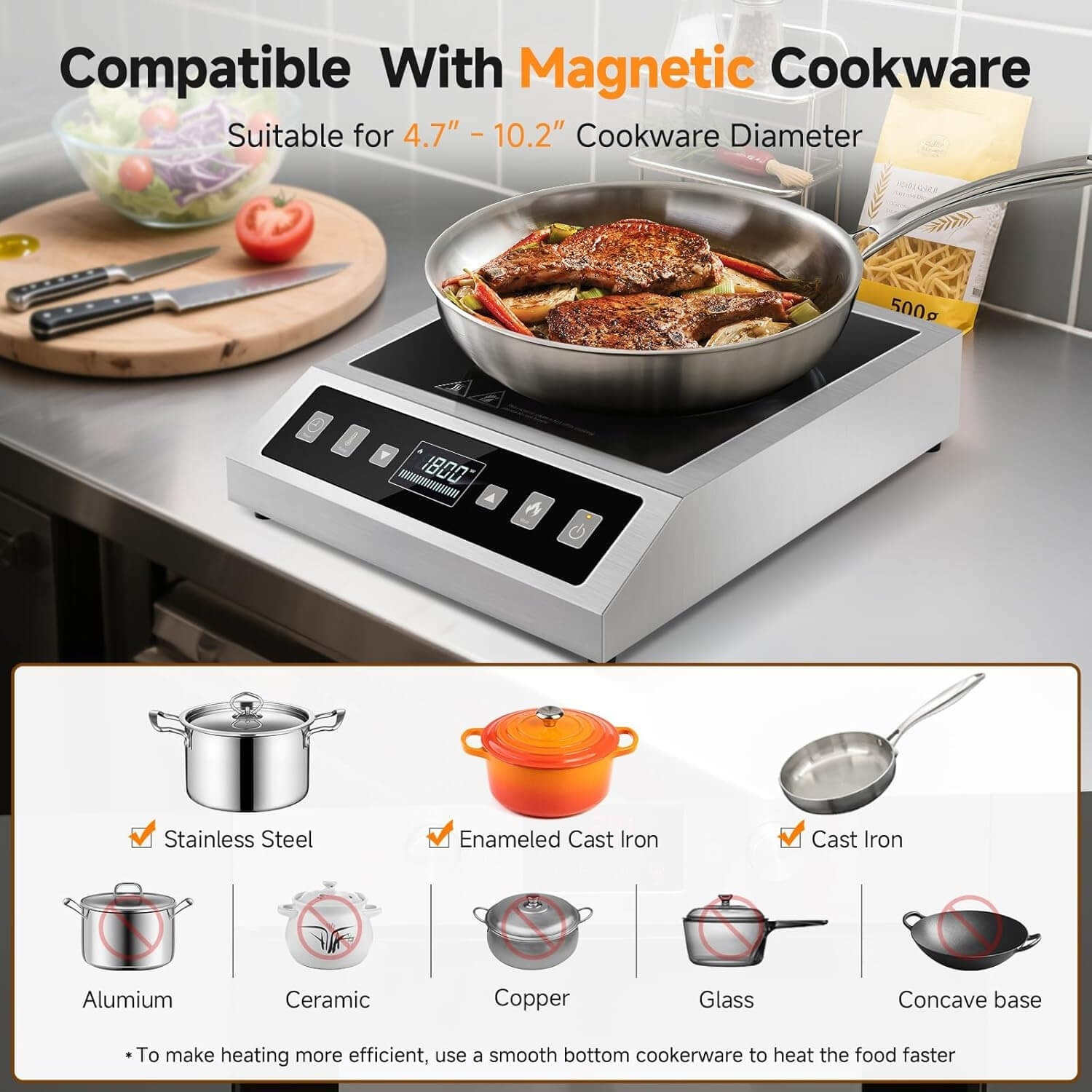 AMZCHEF 1800W Portable Commercial Induction Cooktop | Single Burner
