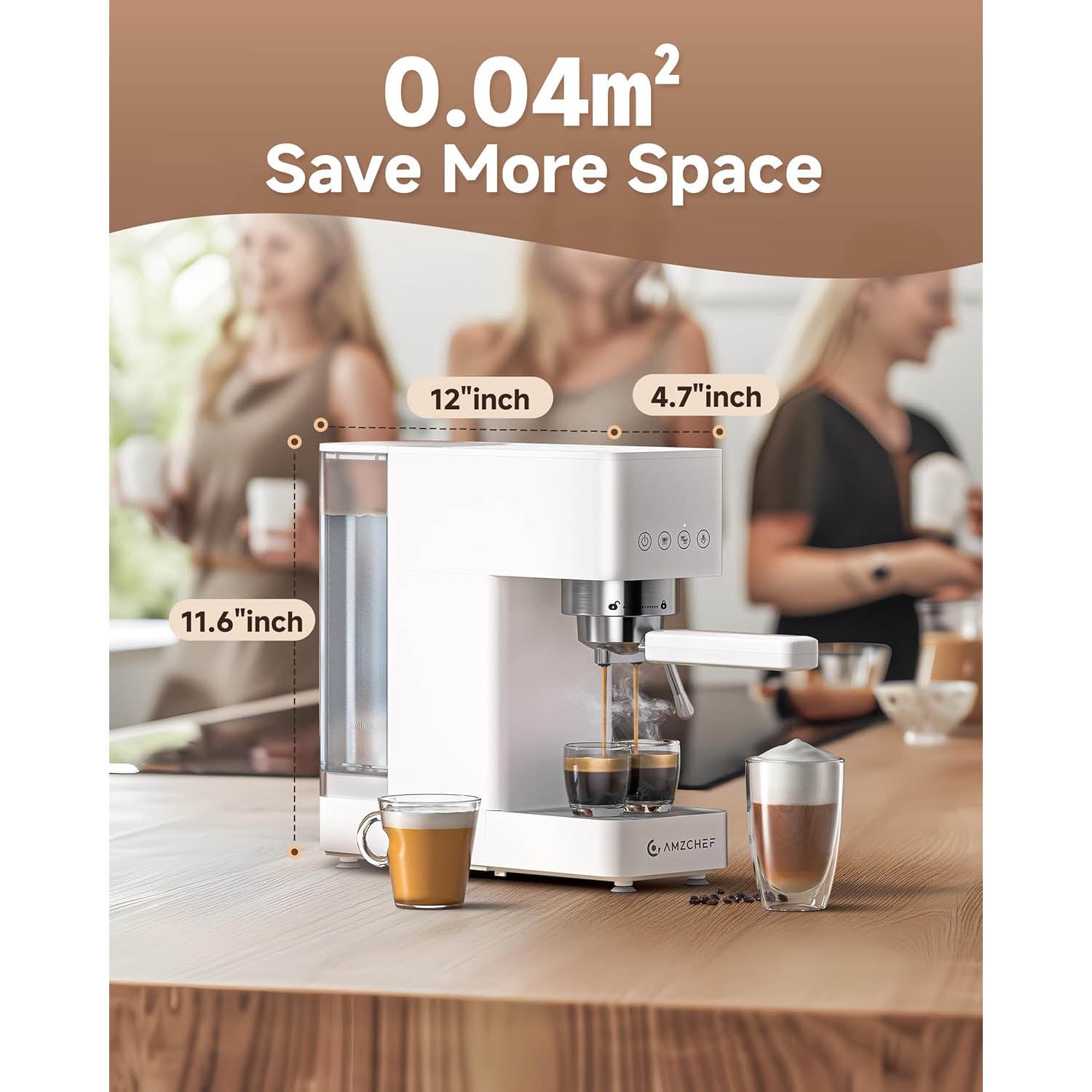 AMZCHEF Small Espresso Machine with Easy Milk Frothing