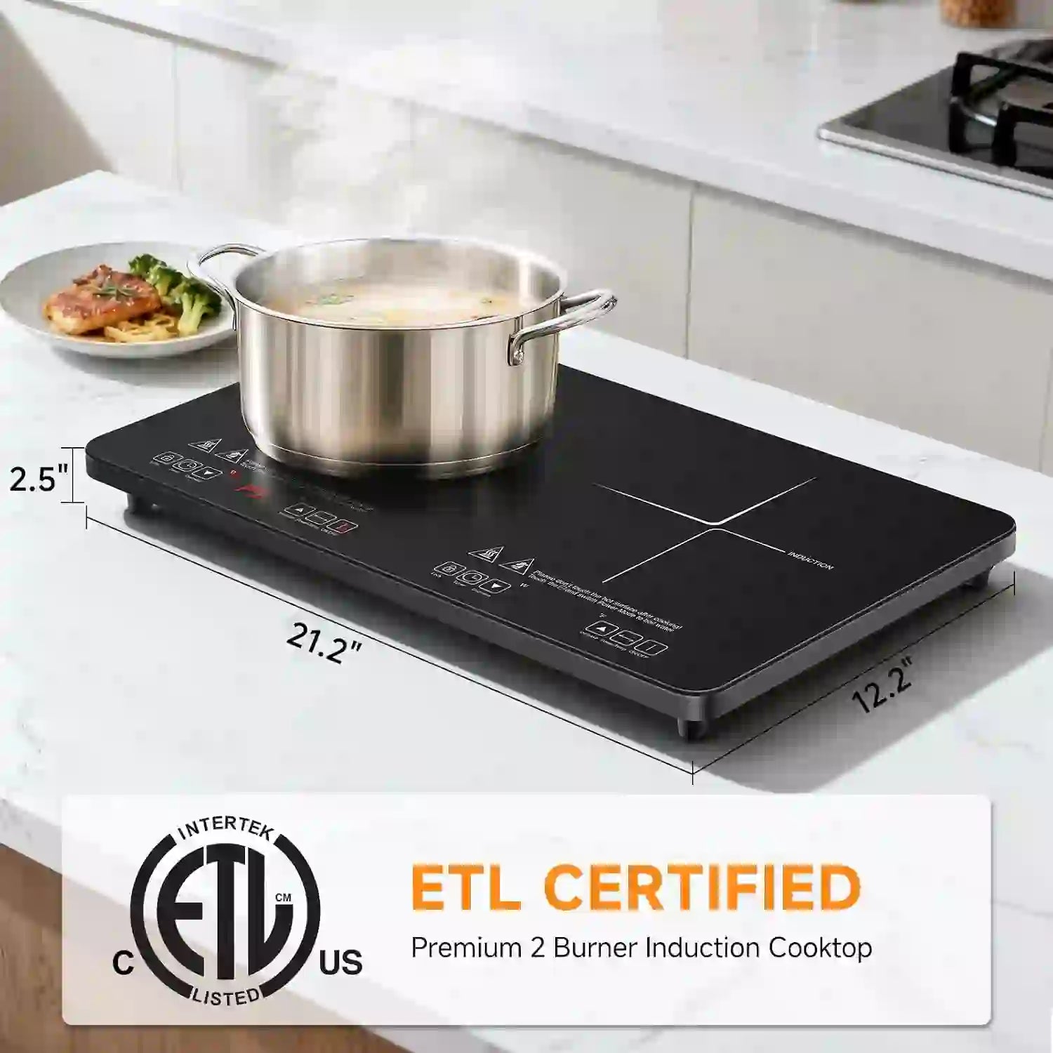 AMZCHEF Portable Double Induction Cooktop 2 Burner Electric Cooktop For House