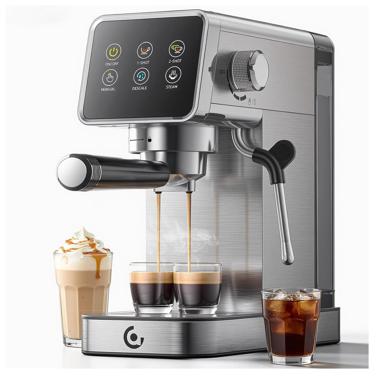 AMZCHEF 20 Bar Espresso Machine Self Cleaning LCD