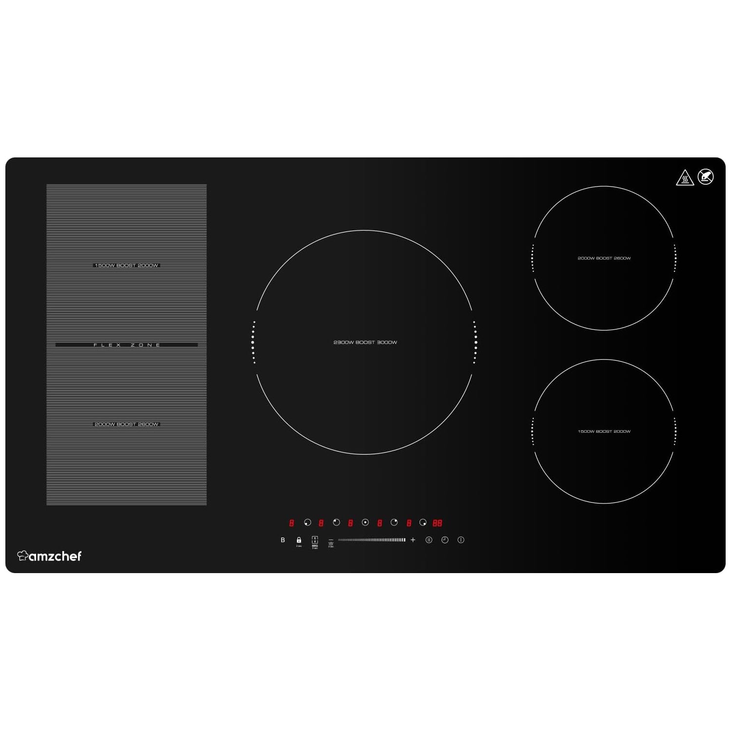 36 In Induction Cooktop AMZCHEF 36 Inch Built-in Induction Cooktop 5 Boost Burner Including Fl