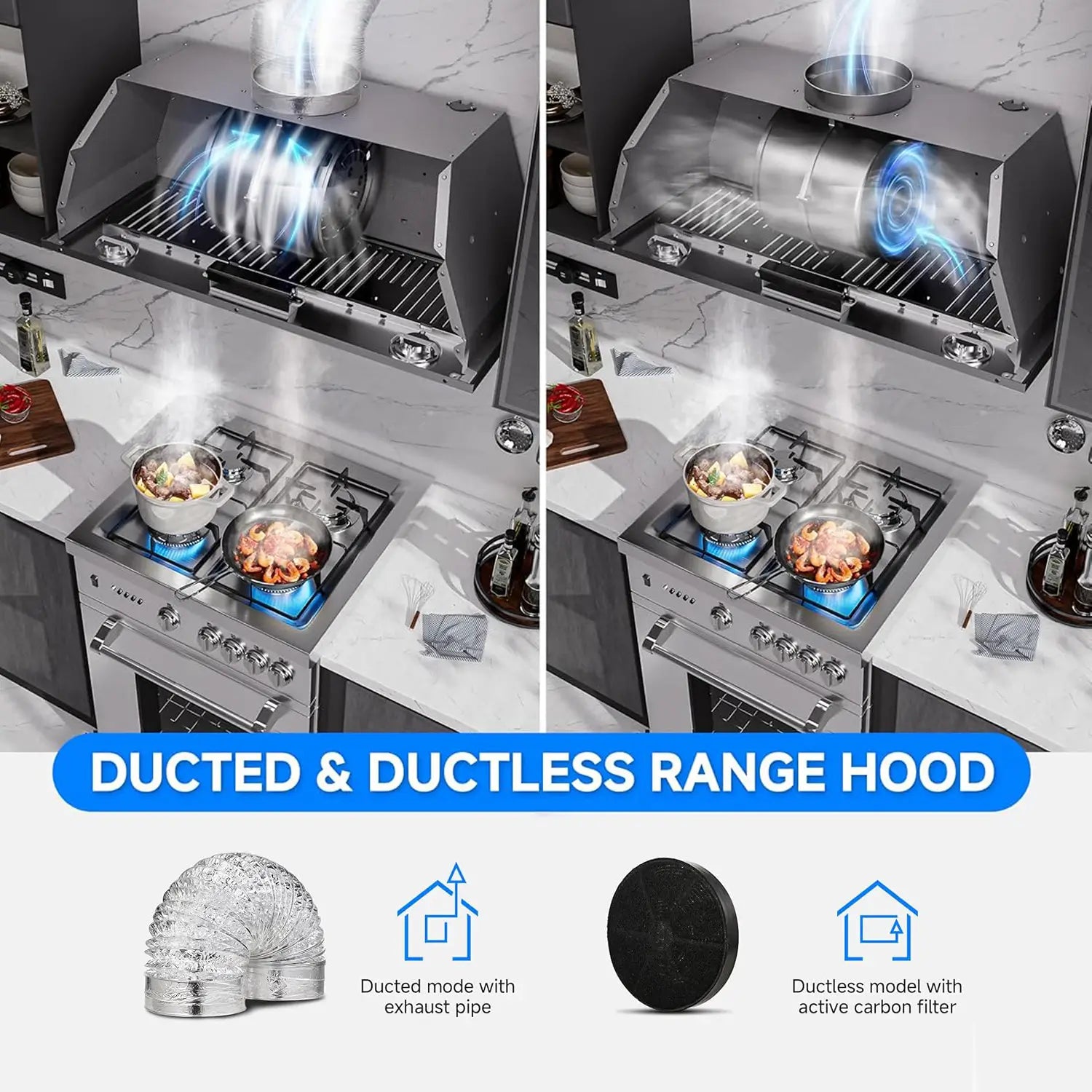 AMZCHEF Stainless Steel Kitchen Vent Hood