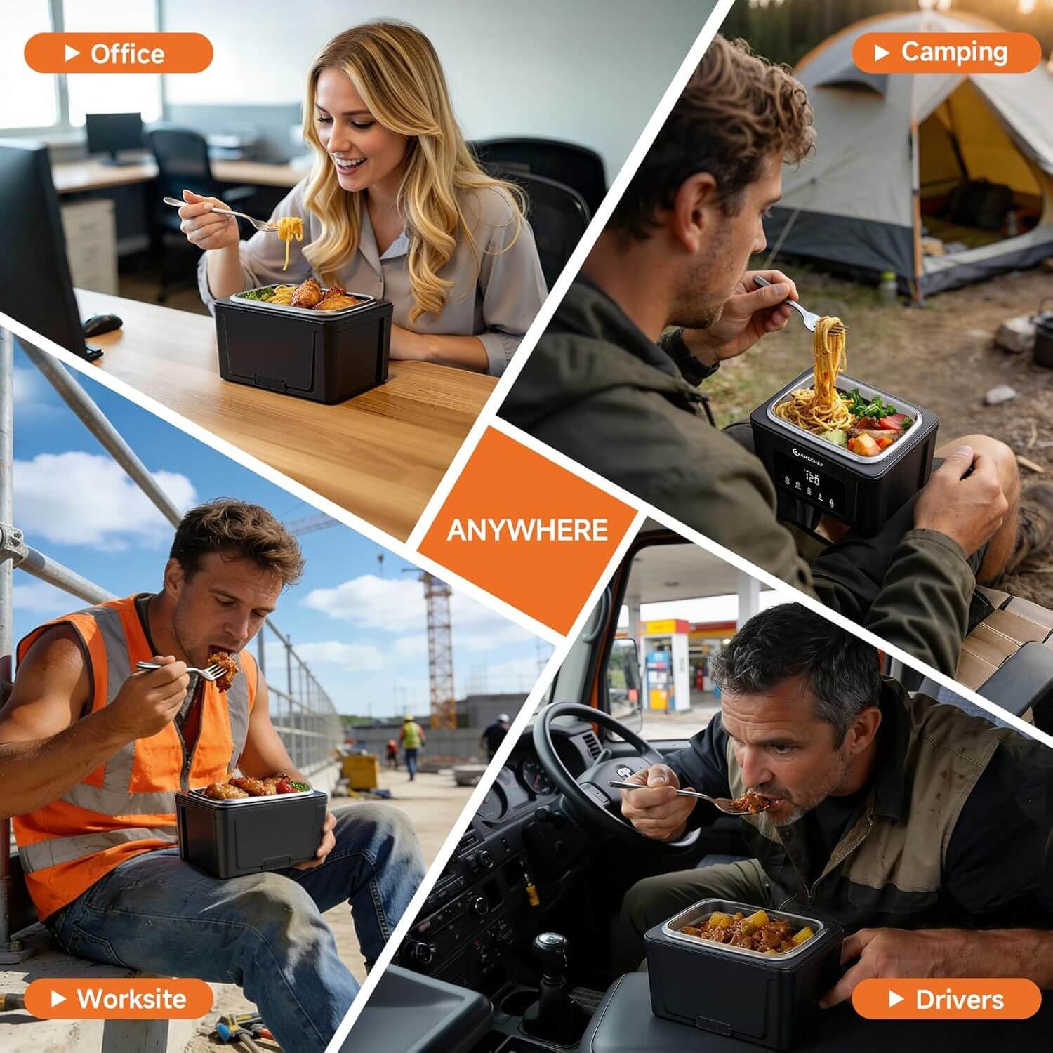 AMZCHEF heated lunch box with removable divider