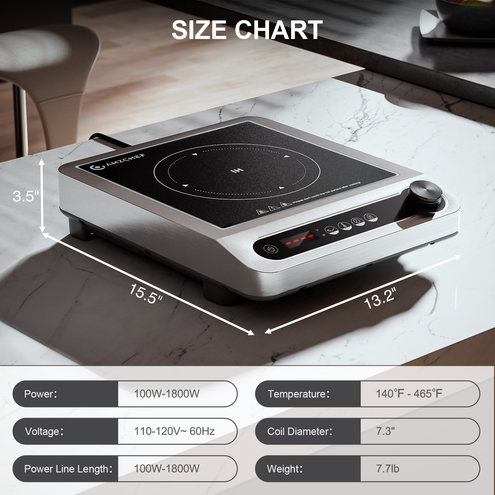 AMZCHEF Commercial Induction Cooktop 1800W Countertop  HL-PC4