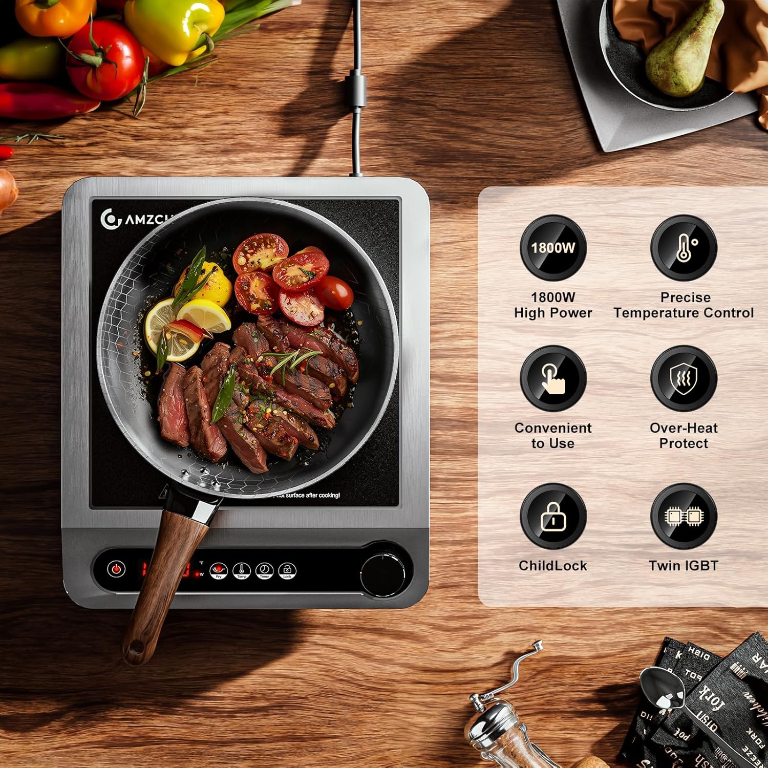 AMZCHEF Commercial Induction Cooktop 1800W Countertop  HL-PC4