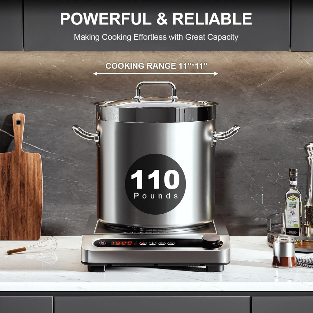 Large Induction Cooktop AMZCHEF Commercial Induction Cooktop 1800W Countertop HL-PC4