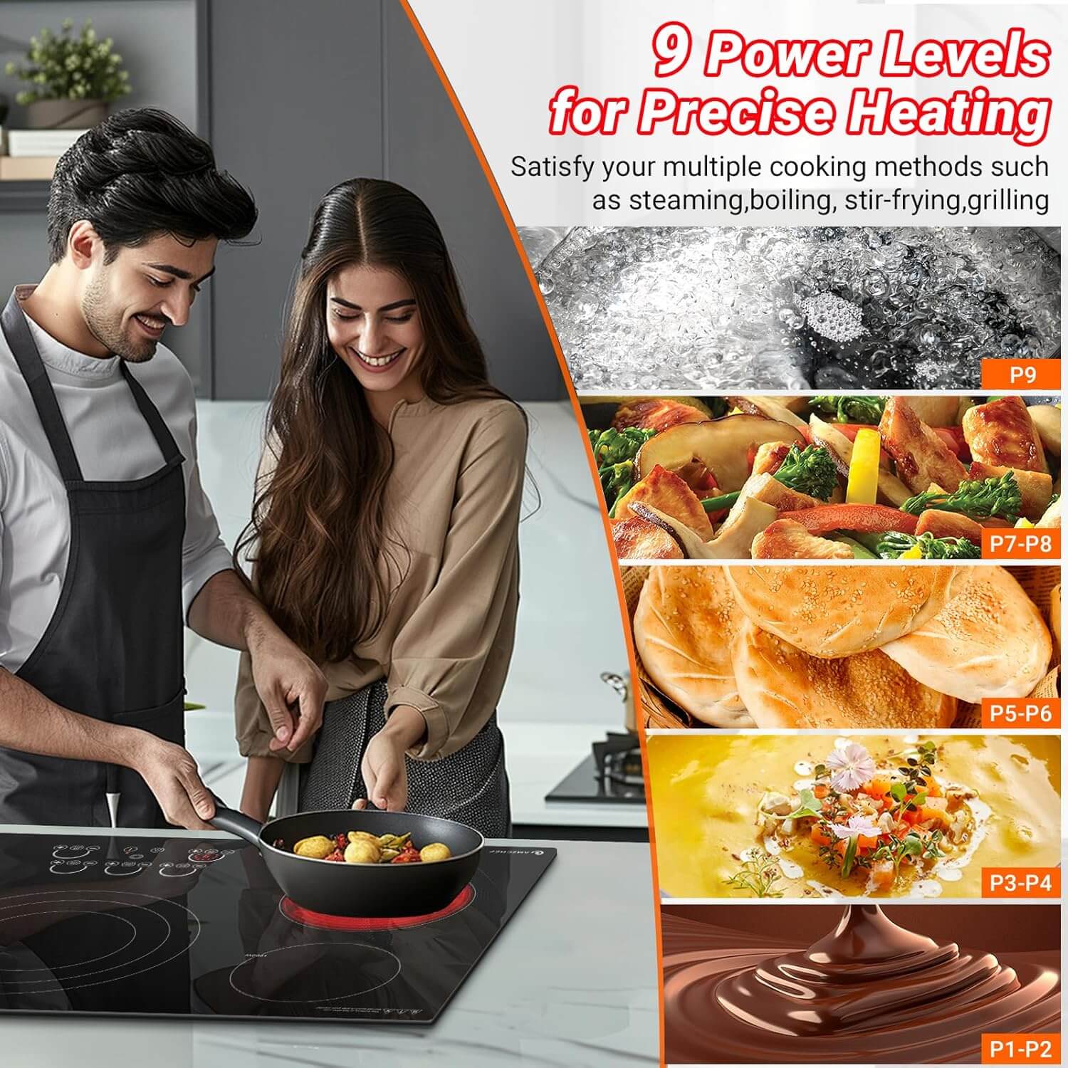 Built-in Electric Cooktop 5 Burners 30 Inch