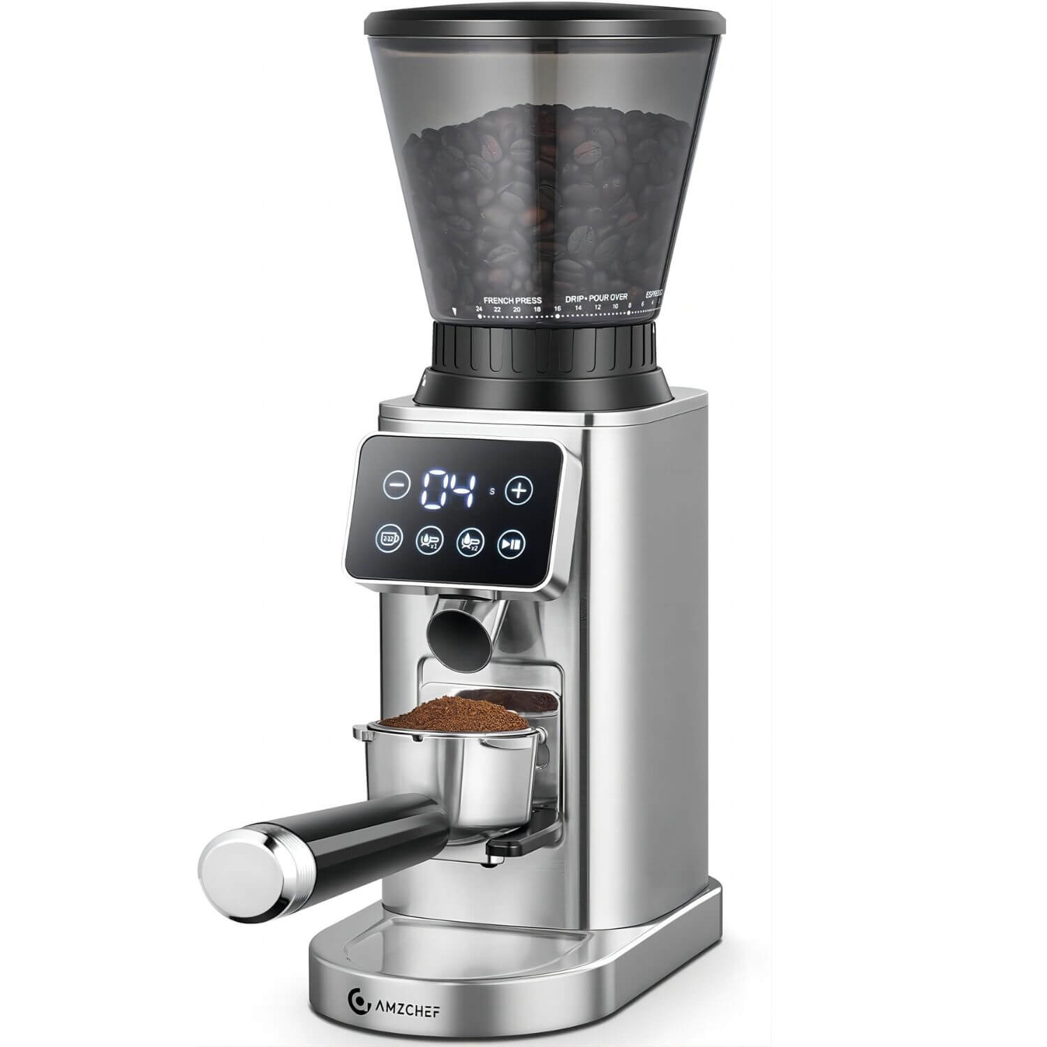 AMZCHEF Coffee Bean Grinder With Detachable Funnel Stand