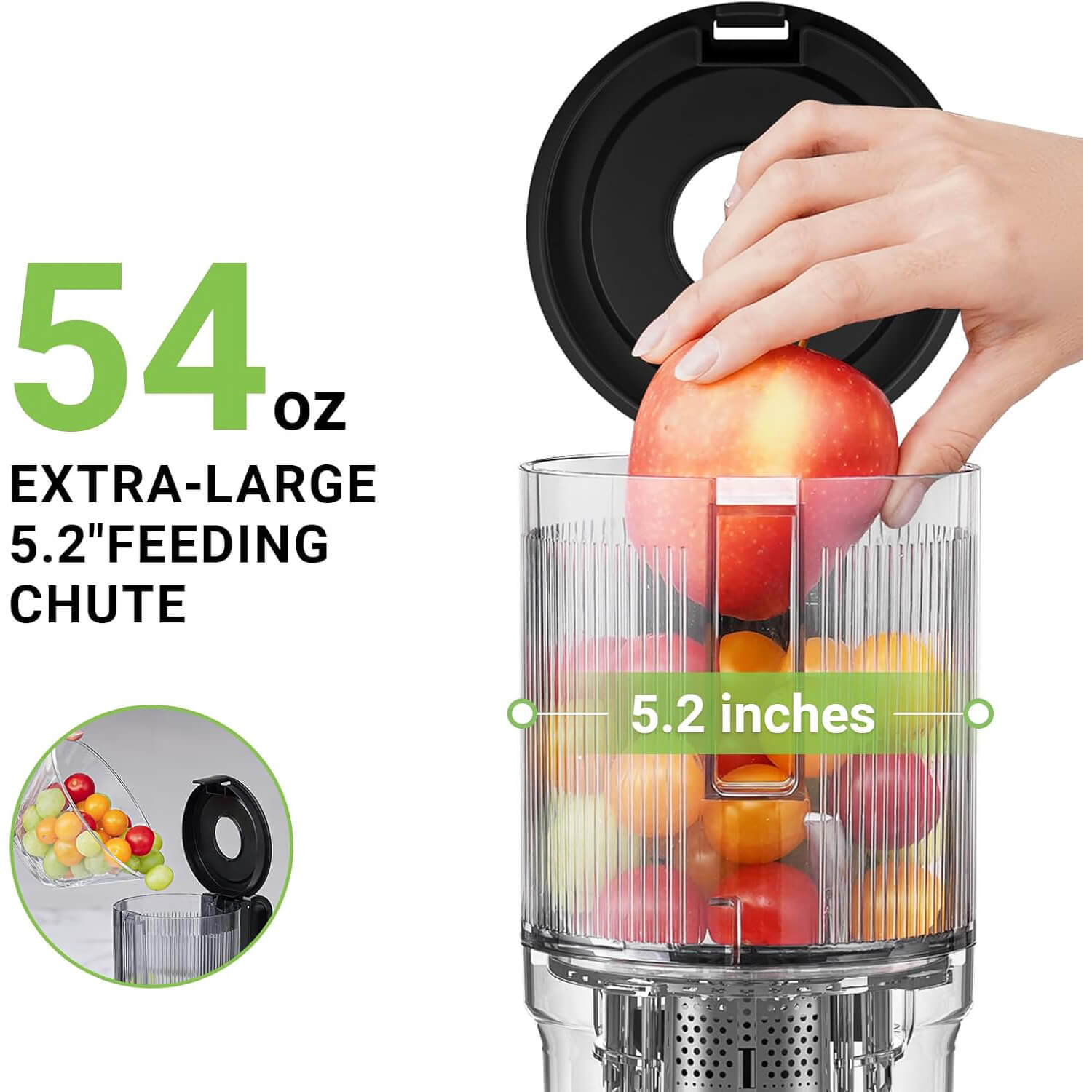 AMZCHEF Cold Press Juicer 5.2" Large Feed Chute-1902B