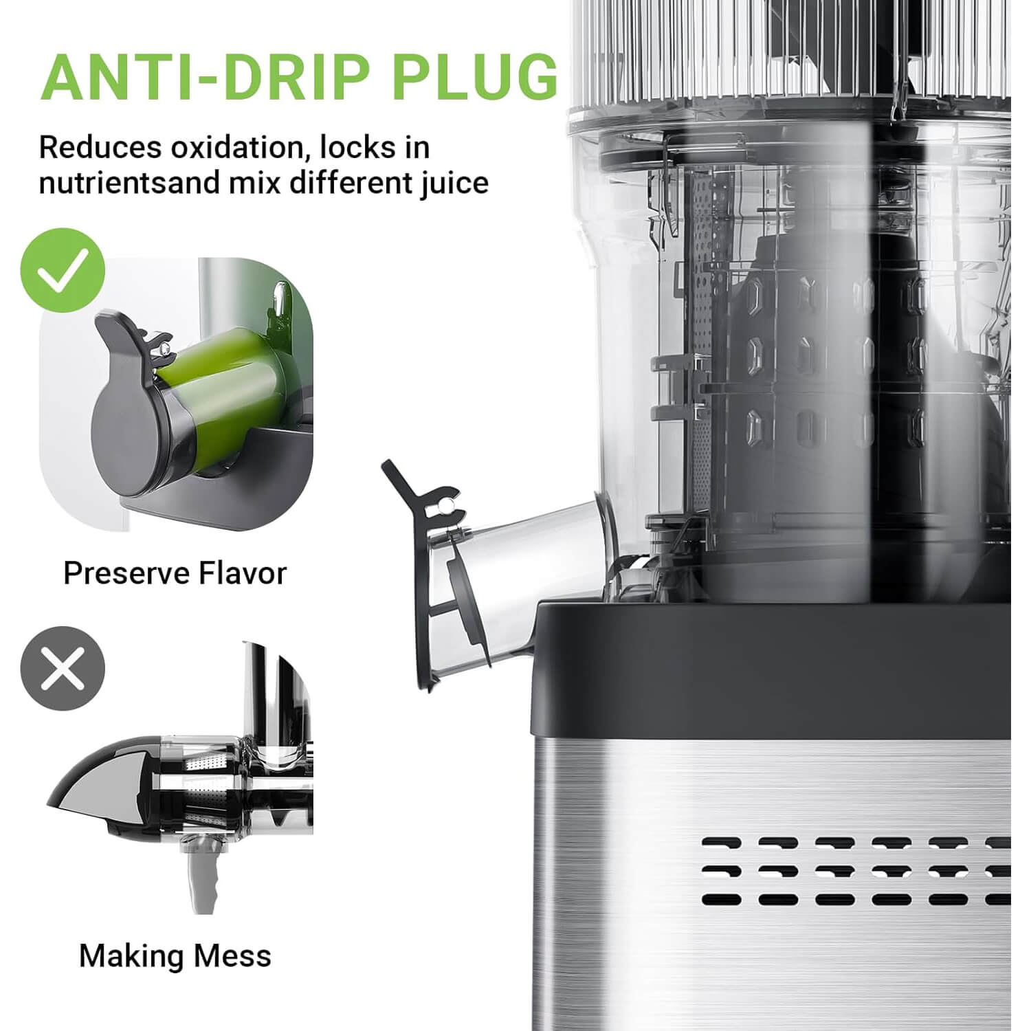 AMZCHEF Cold Press Juicer 5.2" Large Feed Chute-1902B