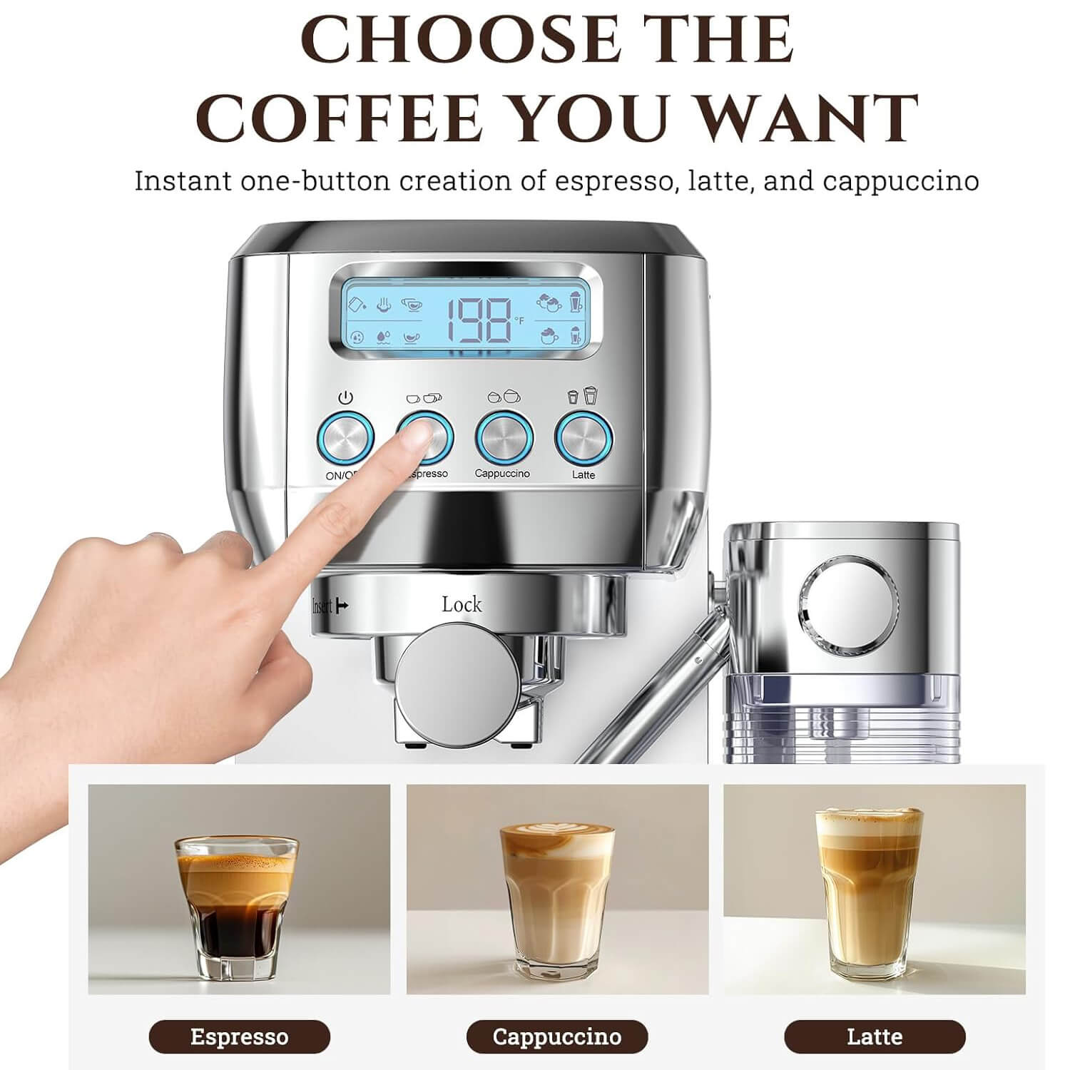 AMZCHEF 20 Bar Cappuccino Machines with Automatic Milk Frother