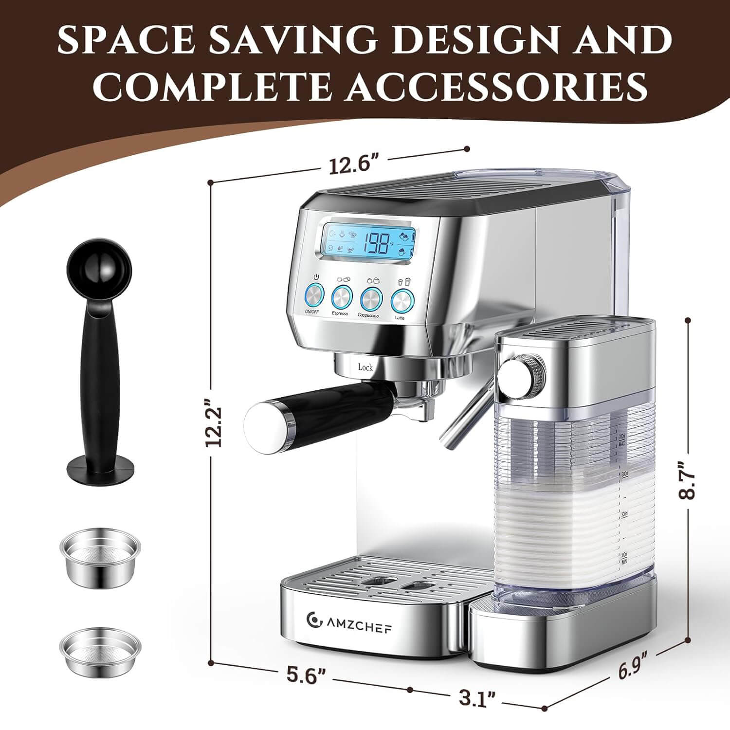 AMZCHEF 20 Bar Cappuccino Machines with Automatic Milk Frother