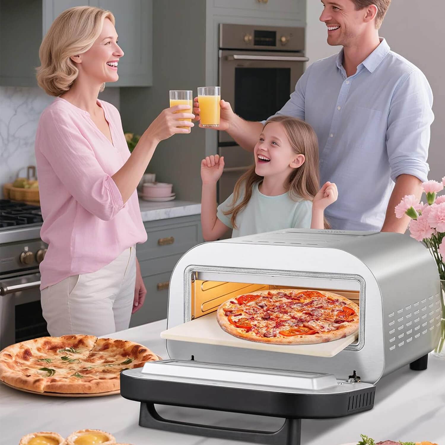 AMZCHEF Pizza Oven Heats up to 840°F Makes 12 Inch Pizzas