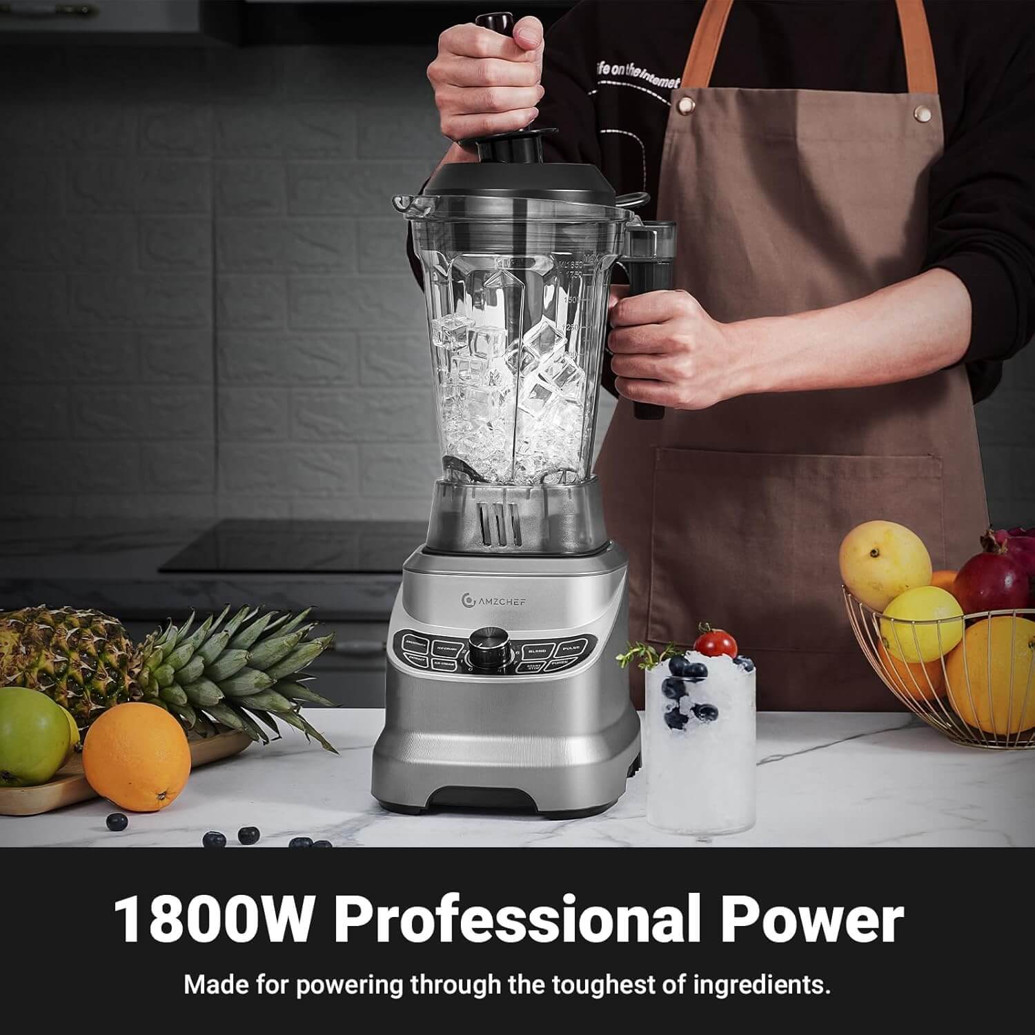 Amzchef 5-IN-1 Professional Blender 5 Functions 1800W