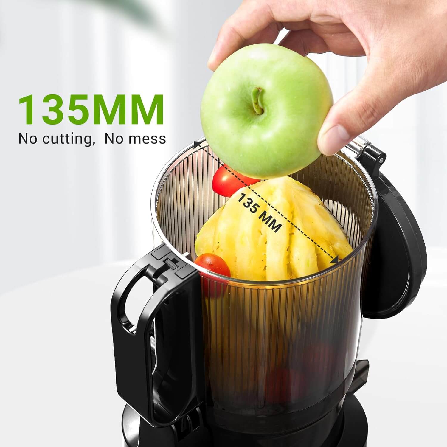 AMZCHEF Masticating Juicer 5.3-Inch Self-Feeding Black