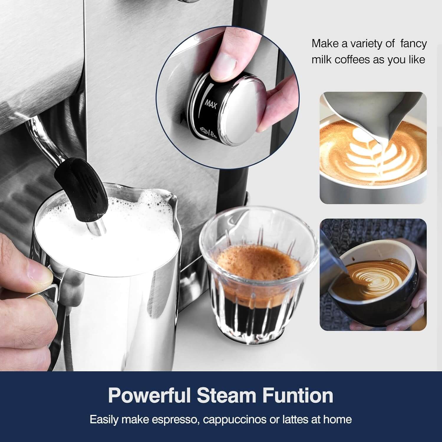 AMZCHEF 20 Bar Pressure Espresso Maker for home with
