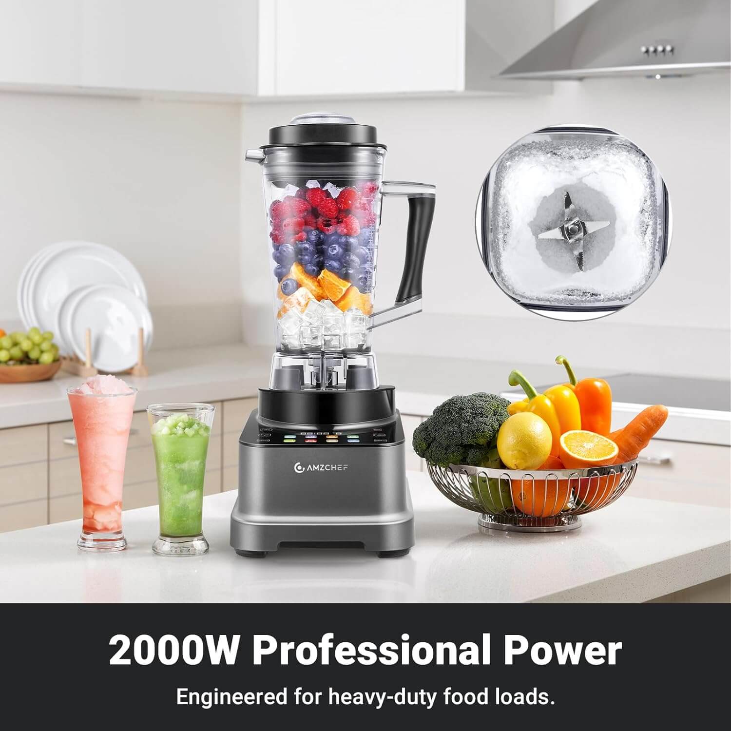 AMZCHEF 8-IN-1 Professional Blenders 2024 with LED Panel Touch Control 2000W