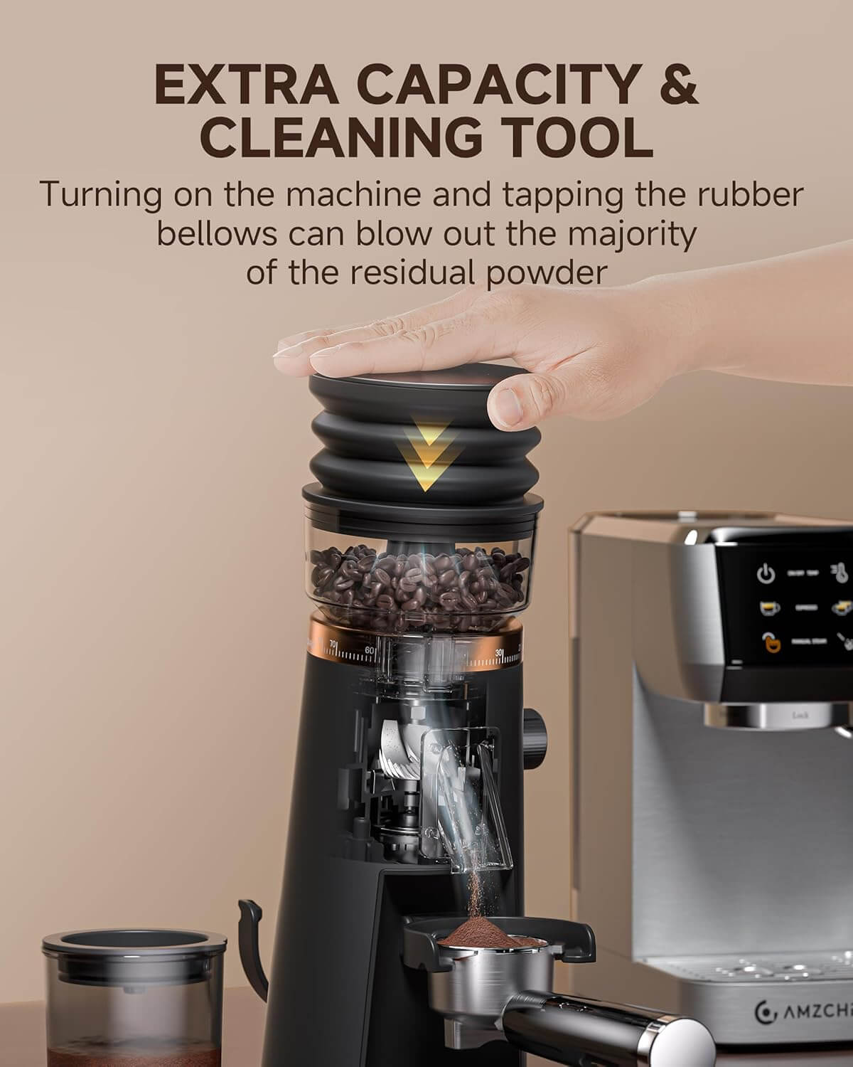 AMZCHEF Coffee Grinder with 75 Ultra-Fine Grind Settings