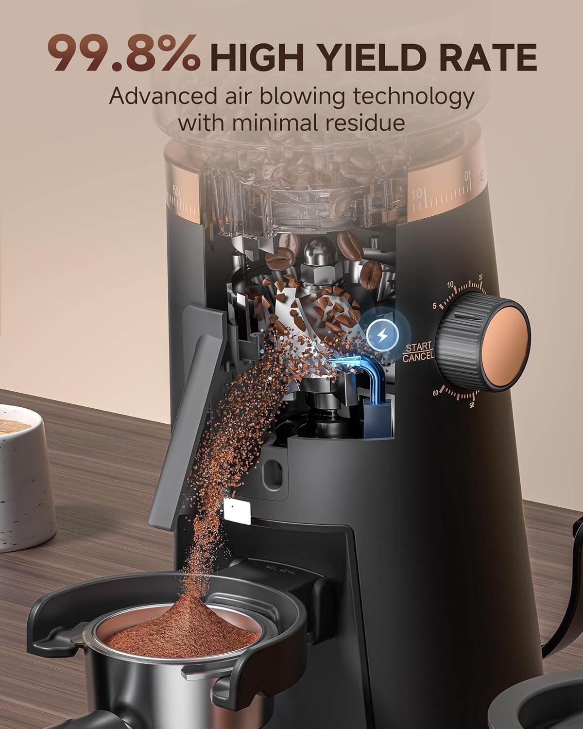 AMZCHEF Coffee Grinder with 75 Ultra-Fine Grind Settings