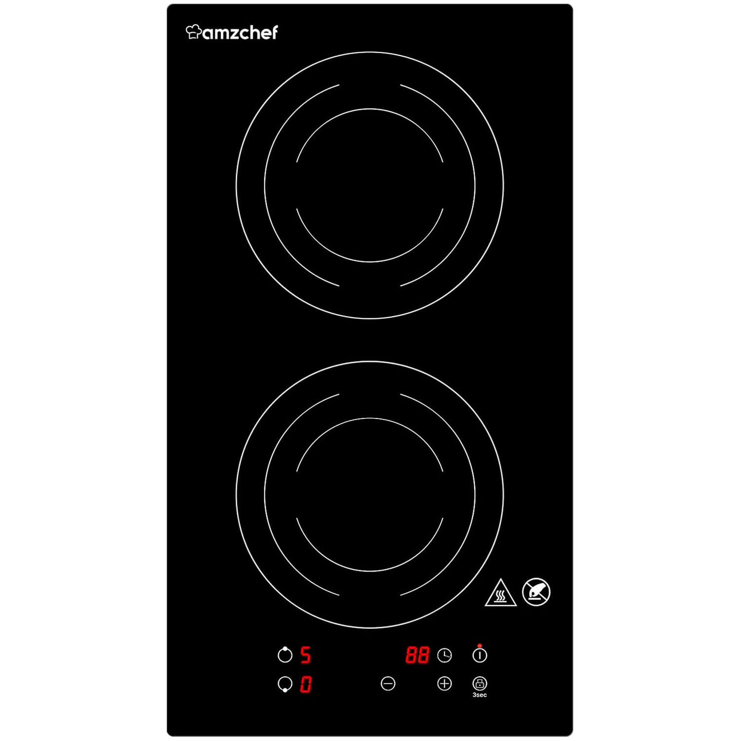 AMZCHEF 12 Inch Electric Stove Hob 2 Burners 1800W Induction Cooktop