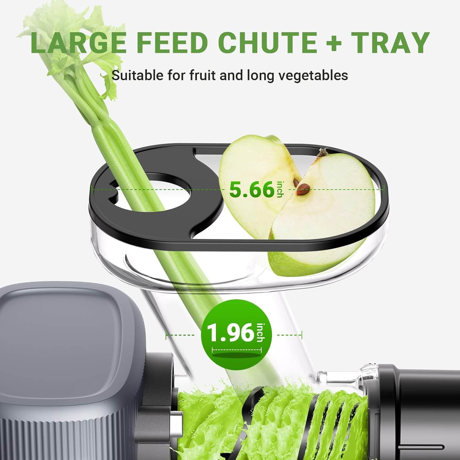 AMZCHEF 50mm Large Feed Chute Small Compact Slow Juicer