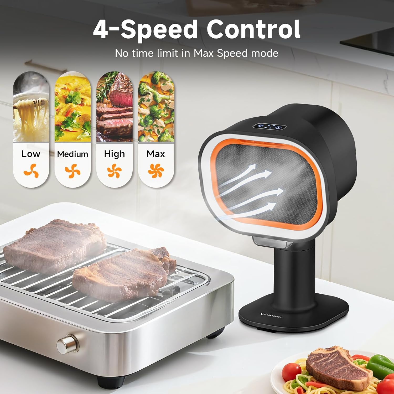 Amzchef Portable Range Hood 4 Speed Adjustable Ventilation Fan