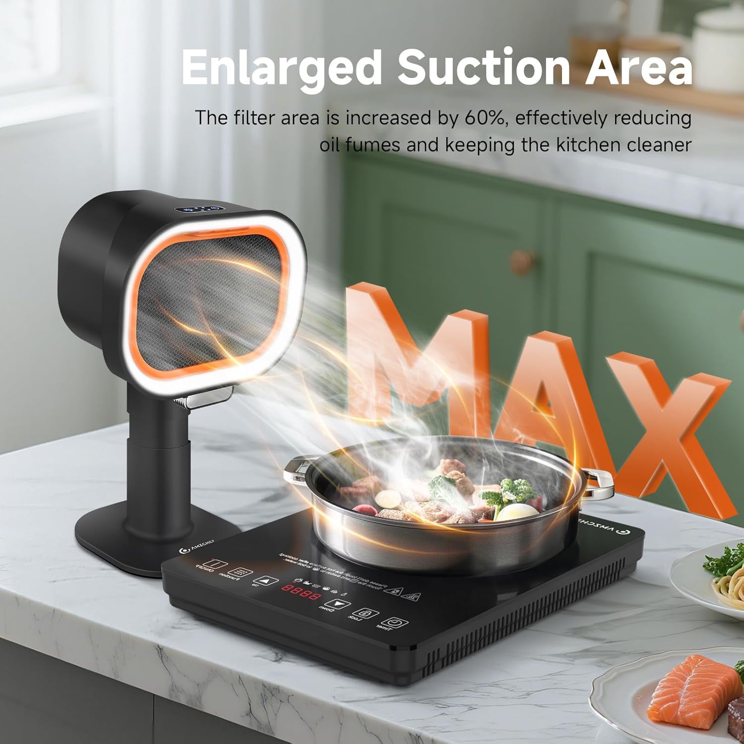 Amzchef Portable Range Hood 4 Speed Adjustable Ventilation Fan