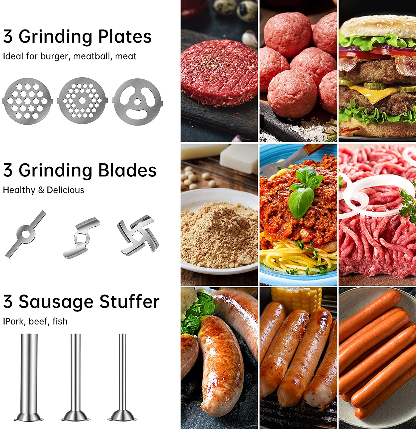 Meat Grinder Food Sausage Stuffer & Juicer Attachment For