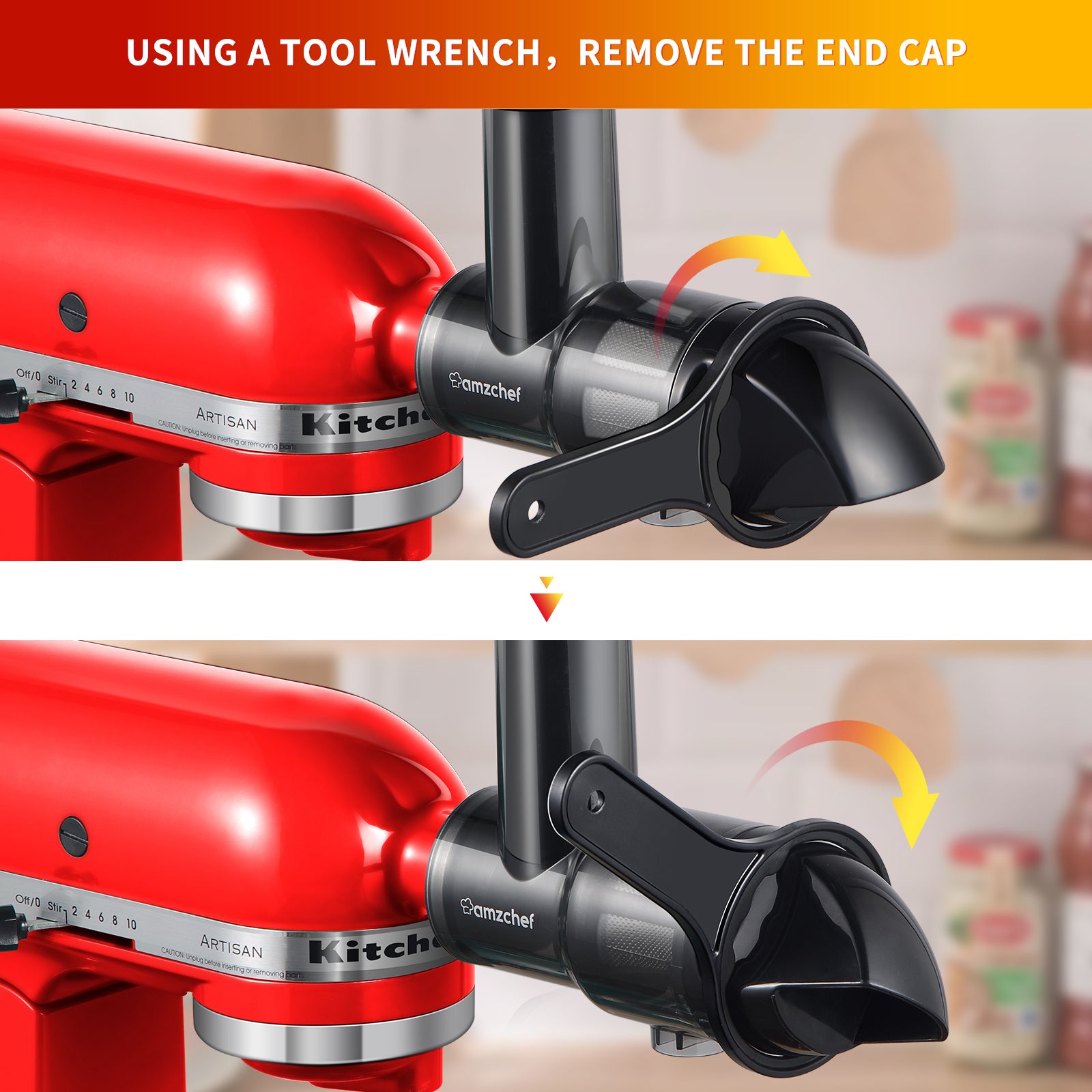 AMZCHEF Slow Masticating Juicer Attachment for KitchenAid Stand Mixers, AMZCHEF Cold Press Juicer Attachment for KitchenAid Mixers, Slow Juicer Attachment with Cleaning Brush, Easy to Clean