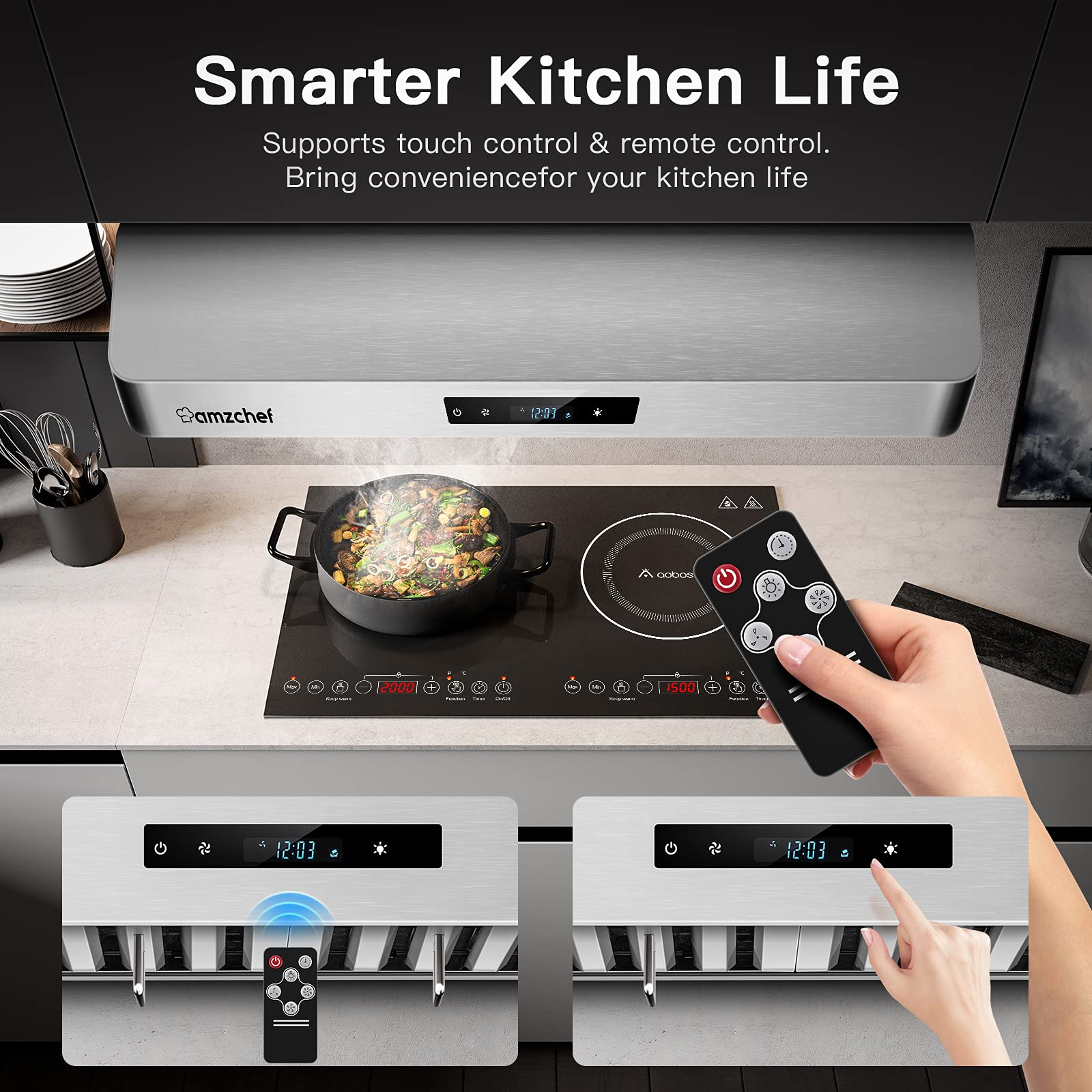 AMZCHEF Wall Mount Range Hoods 30 inch Touch screen