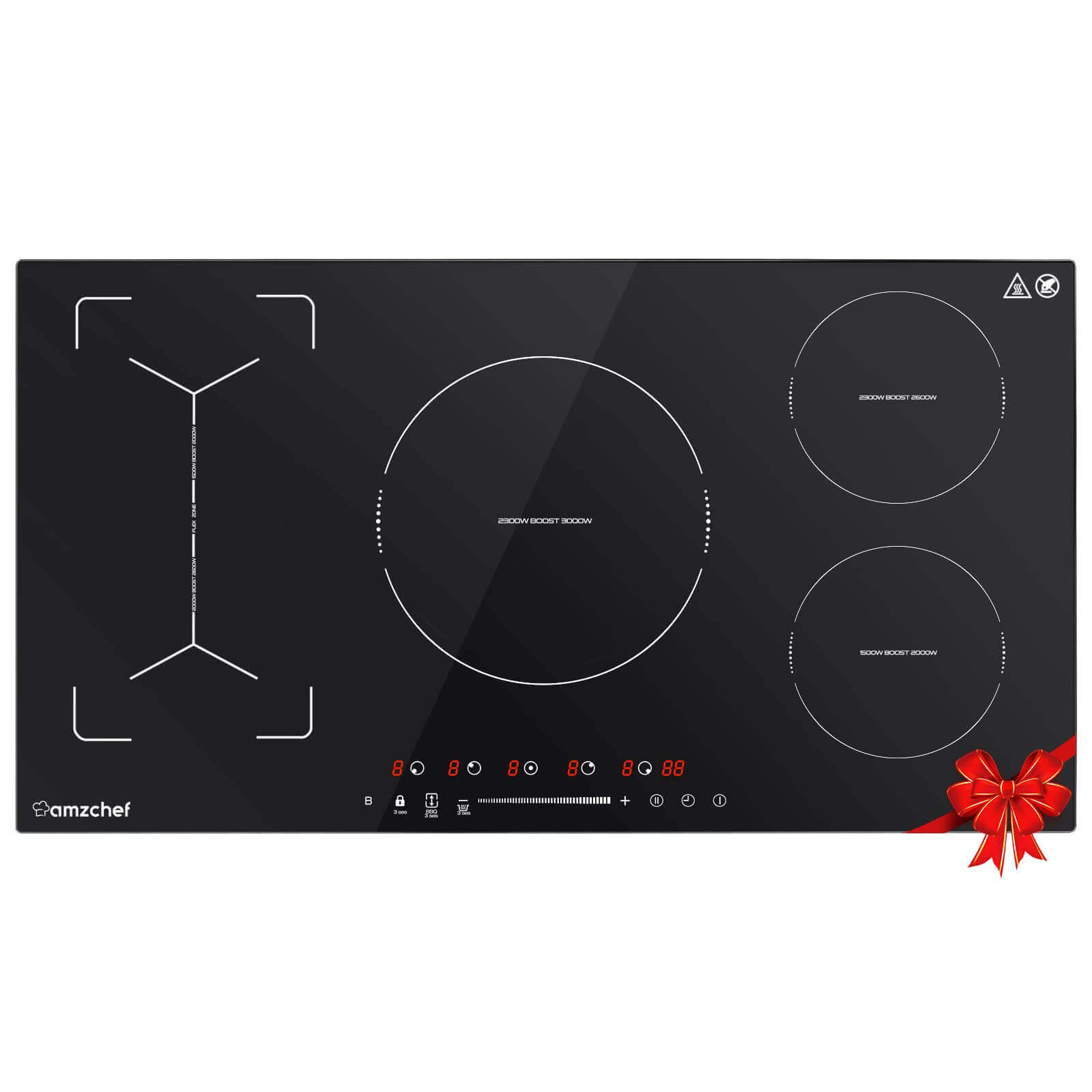 AMZCHEF 36 Inch Built-in Induction Cooktop 5 Boost Burner Including Flexi Zone