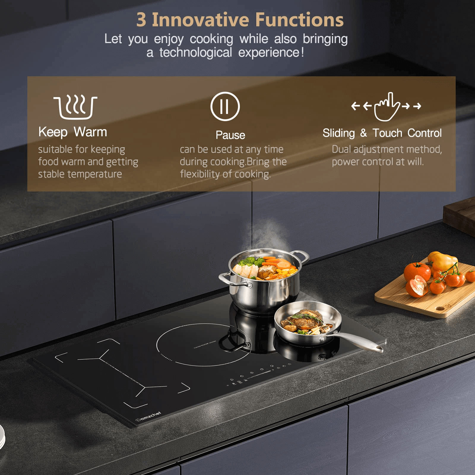 AMZCHEF Portable Induction Cooktop with 1800W Sensor Touch