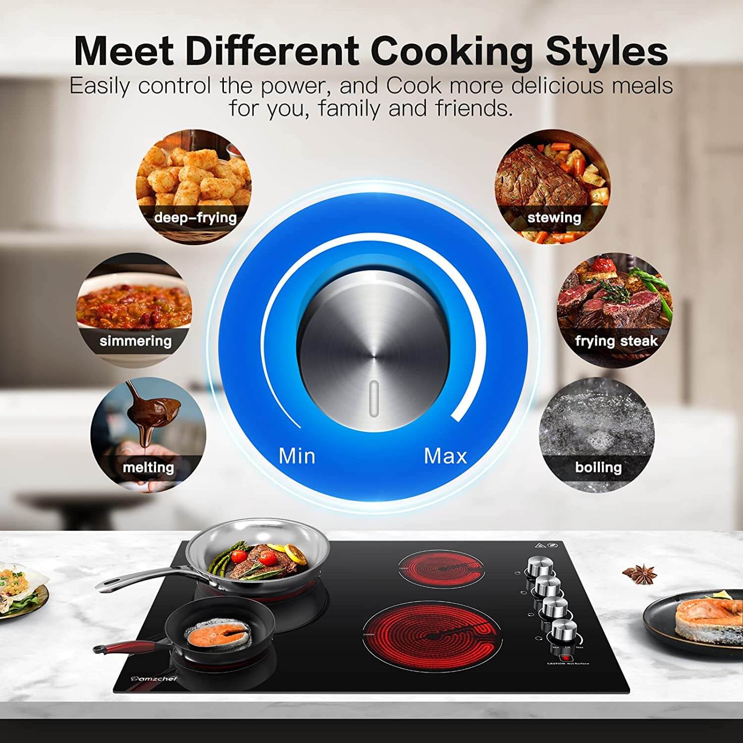 AMZCHEF Electric Cooktop 30inch Built-in Electric Burner YL-EC4-307007