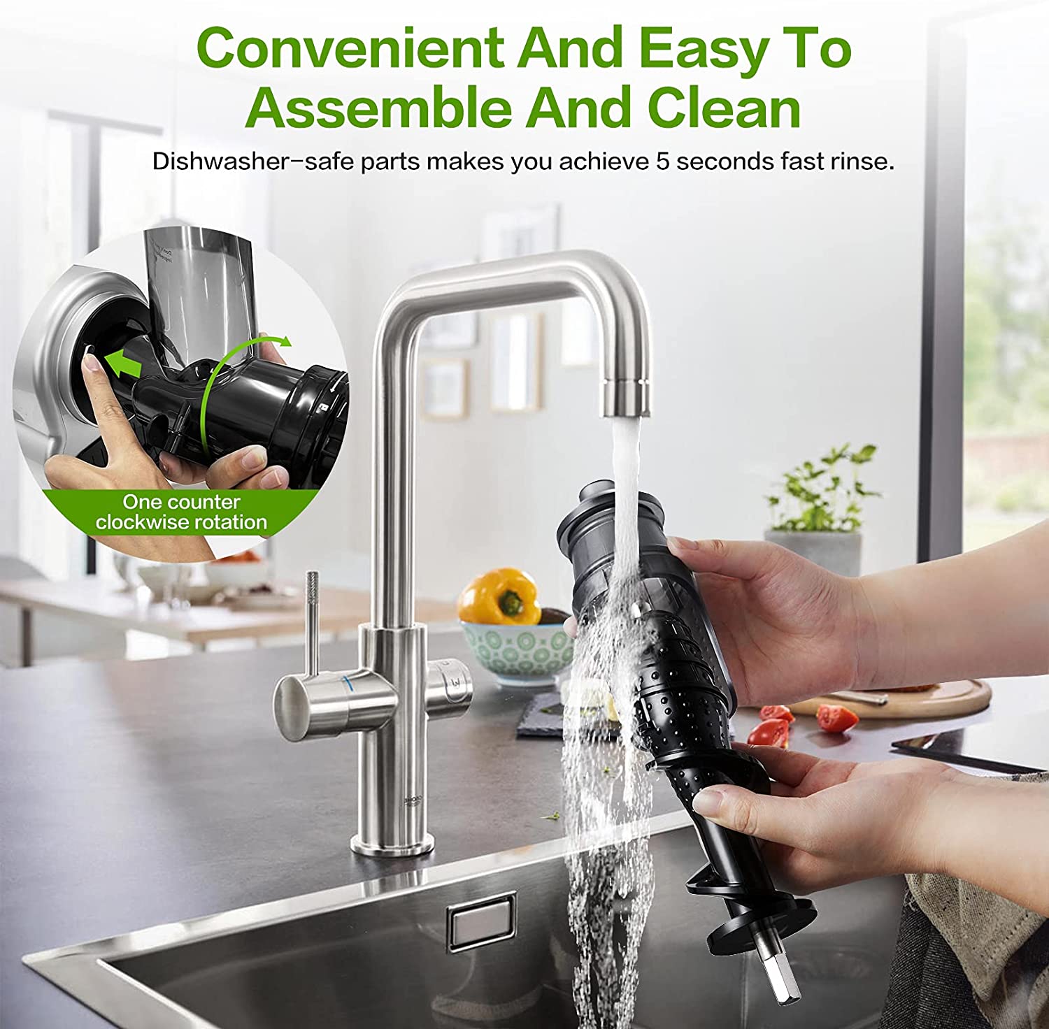 AMZCHEF Inovative Cold Press Slow Juicer ZM1517 Gray