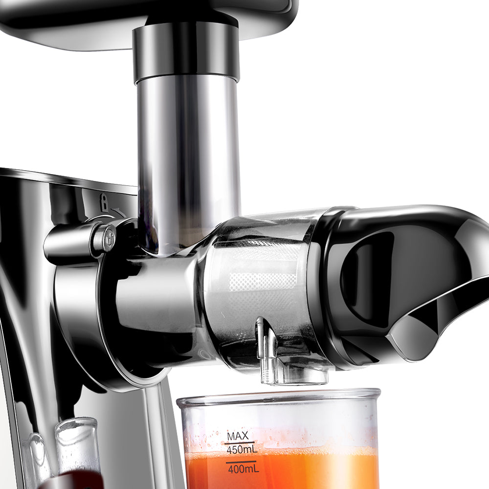 AMZCHEF Slow Masticating Juicer Extractor, Cold Press Juicer with Two Speed Modes, 2 Travel bottles(500ML),LED display, Easy to Clean Brush & Quiet Motor for Vegetables&Fruits,White