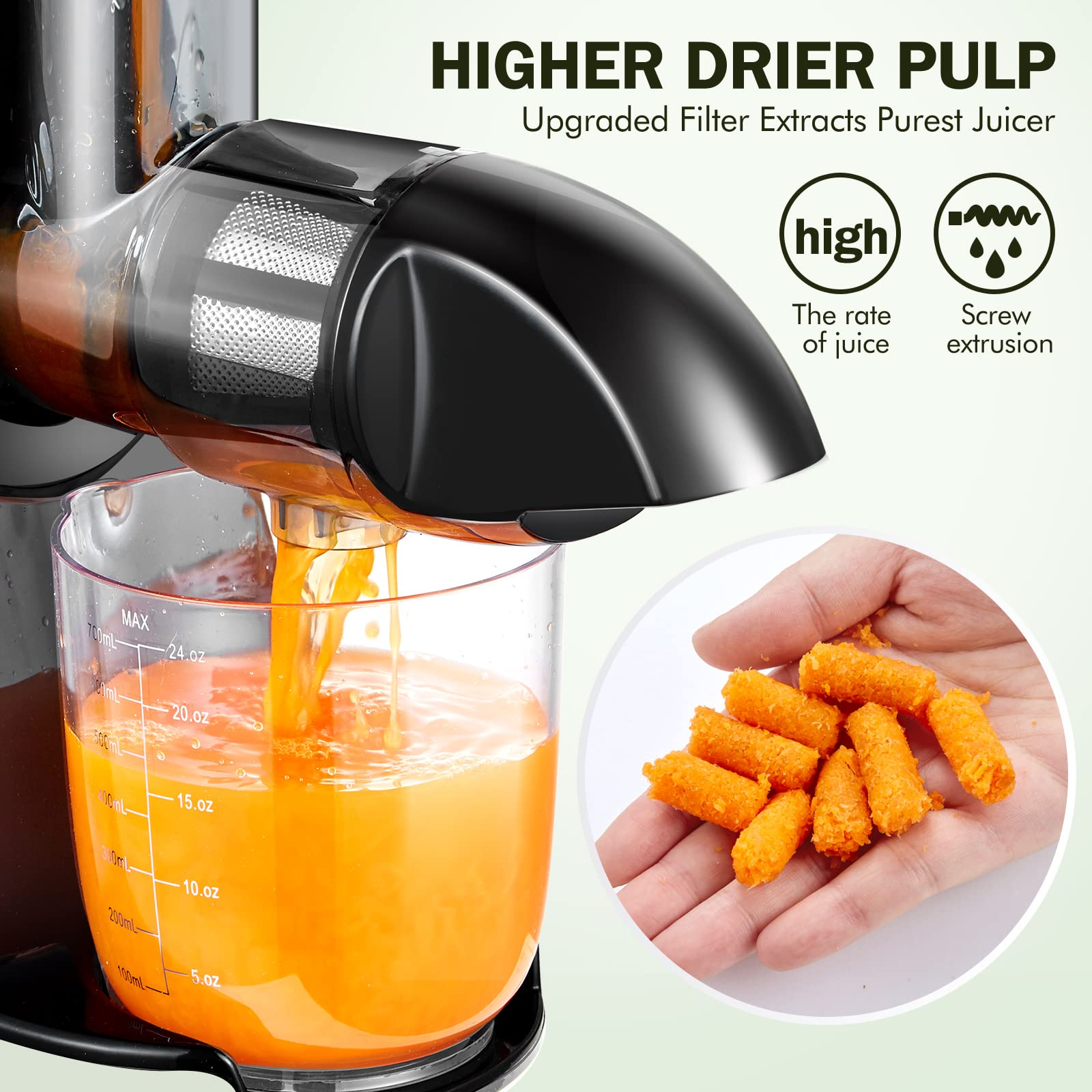 AMZCHEF Slow Juicer Machine ZM1501 Green