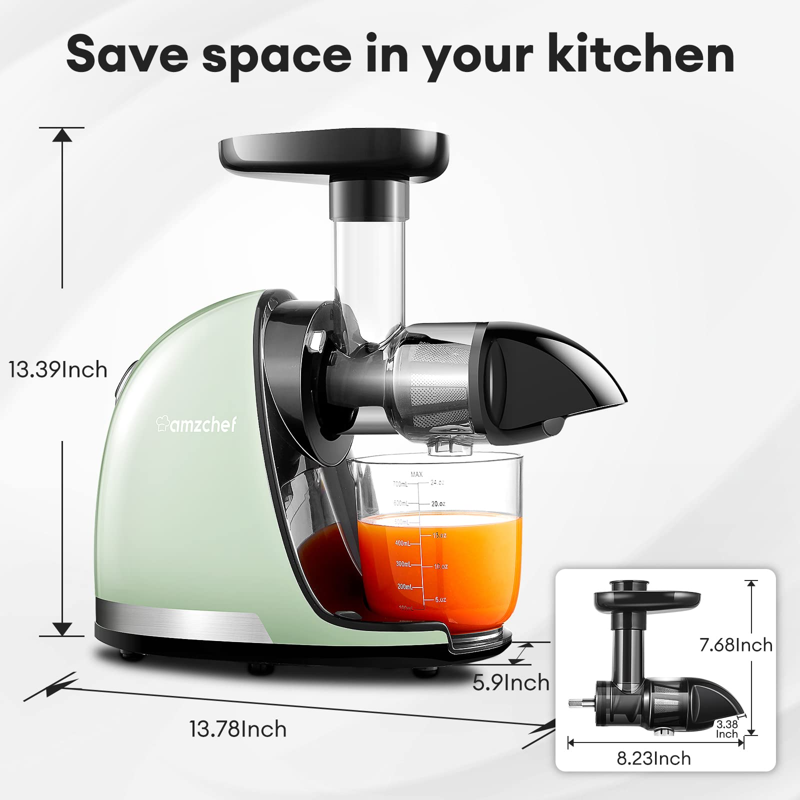 AMZCHEF Slow Juicer Machine ZM1501 Green