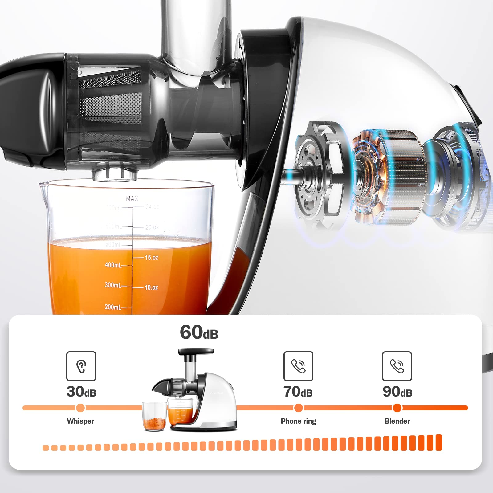 AMZCHEF Cold Press Slow Juicer ZM1501 Pure white