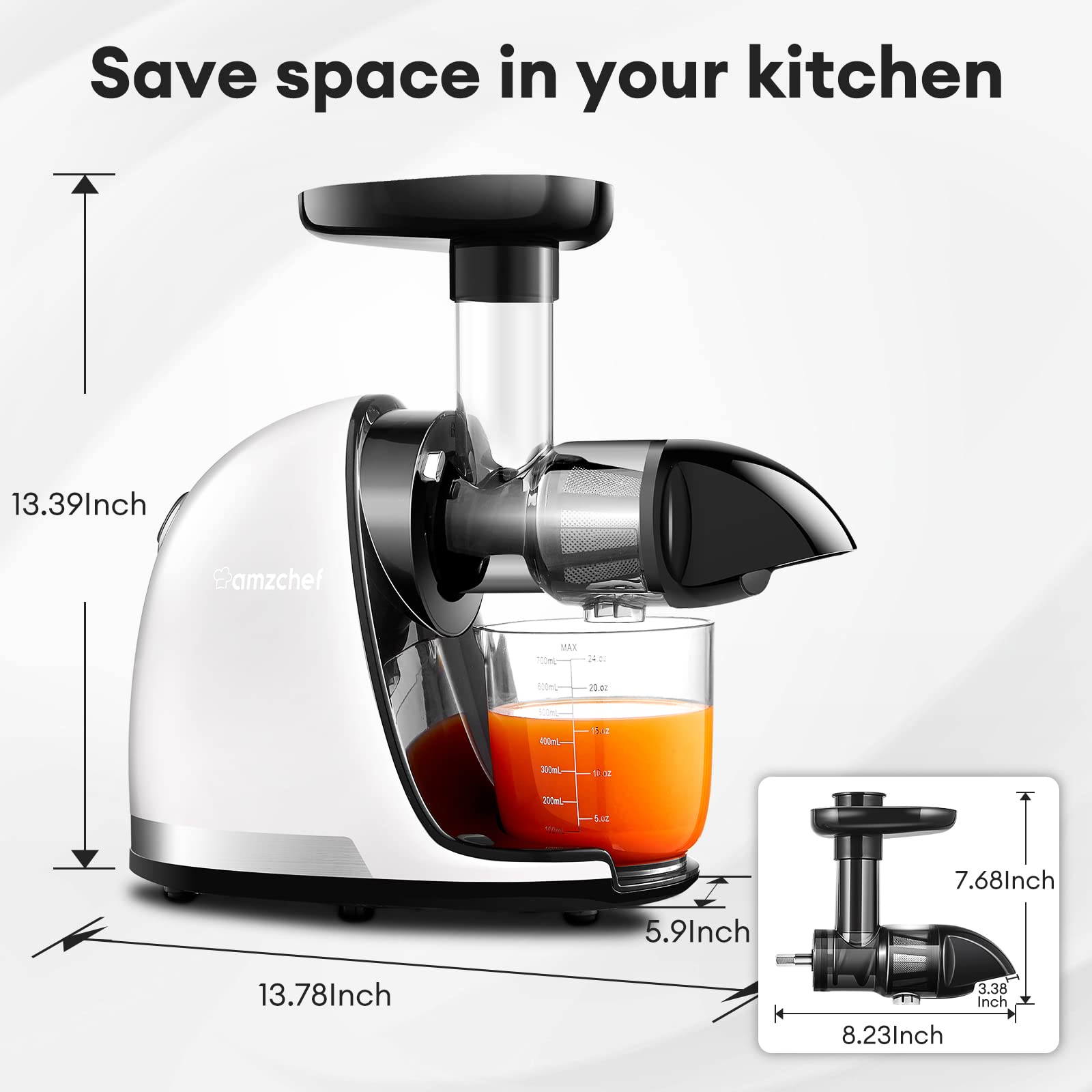 AMZCHEF Cold Press Slow Juicer ZM1501 Pure white