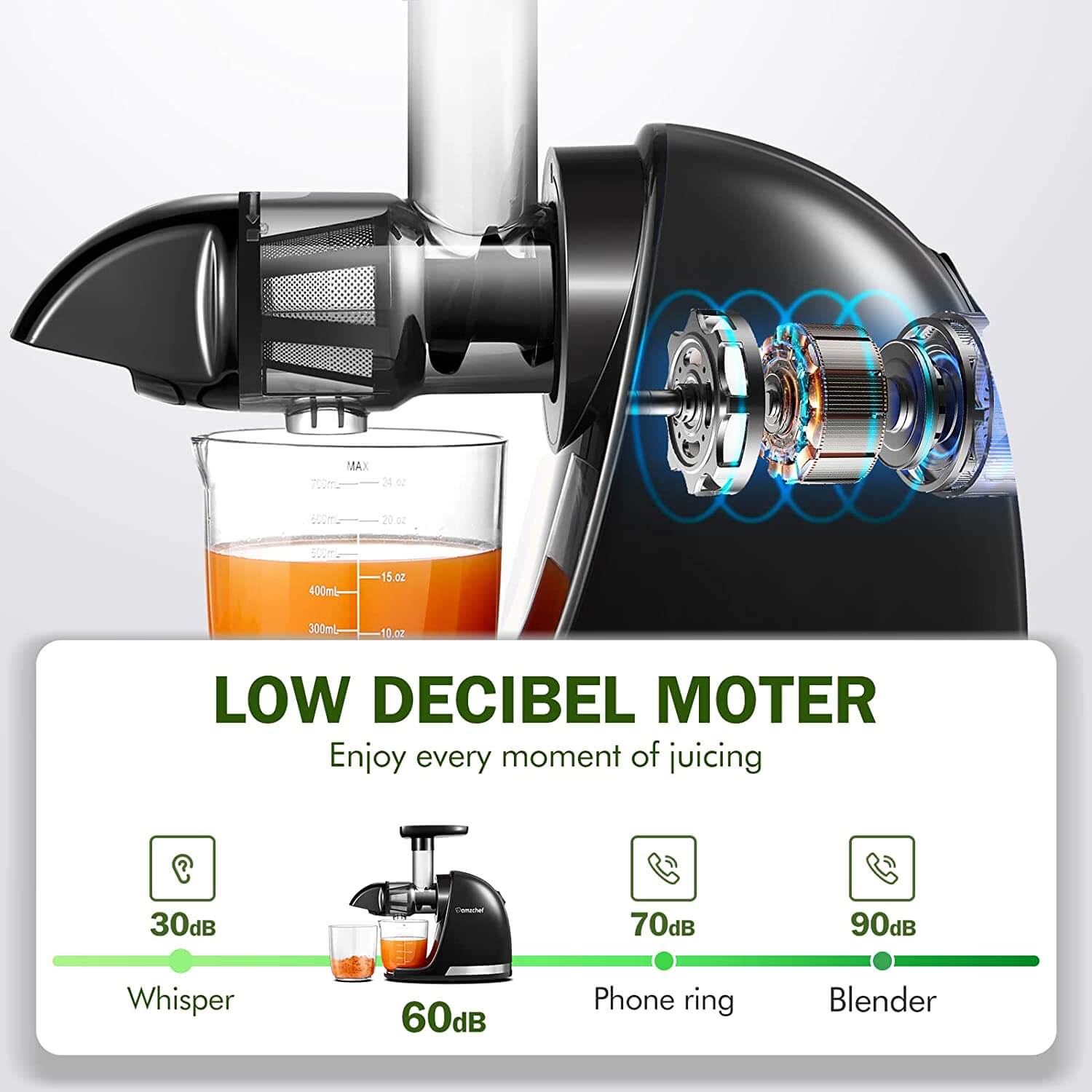 AMZCHEF Slow Juicer Machine ZM1501 Green